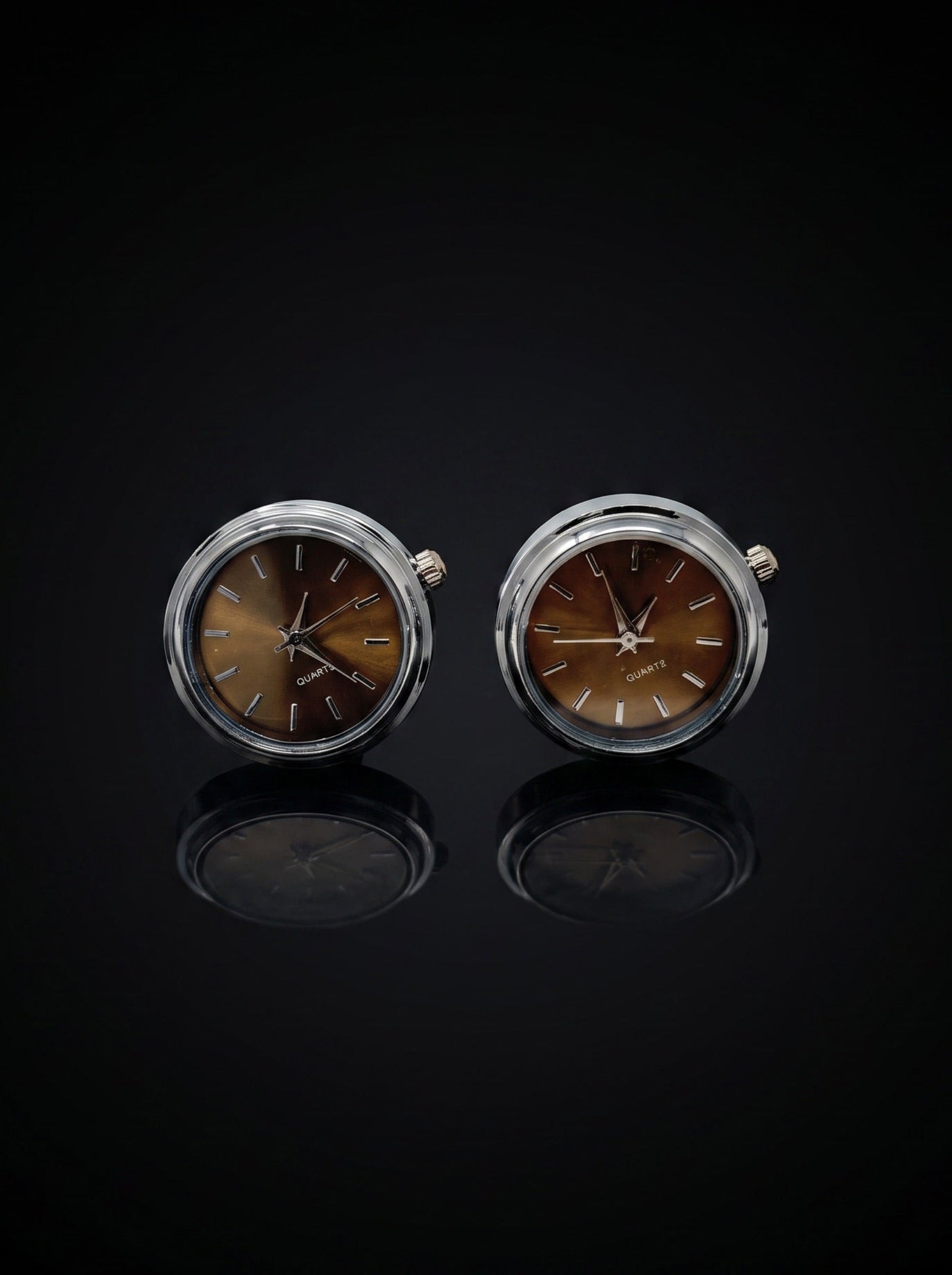 Silver-Tone Bronze Dial Watch Cufflinks - angle 7