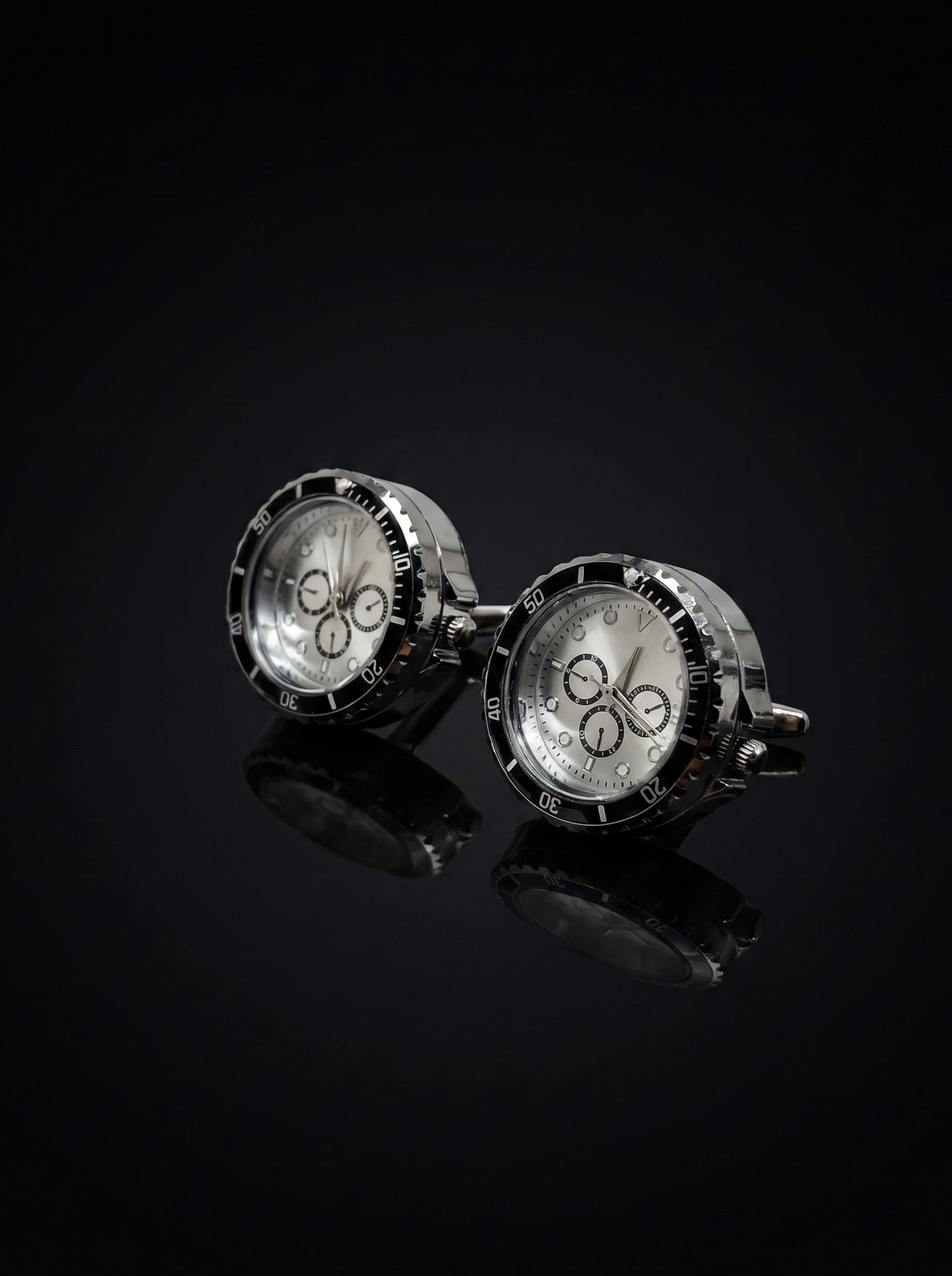 Silver-Tone Chronograph-Style Watch Cufflinks