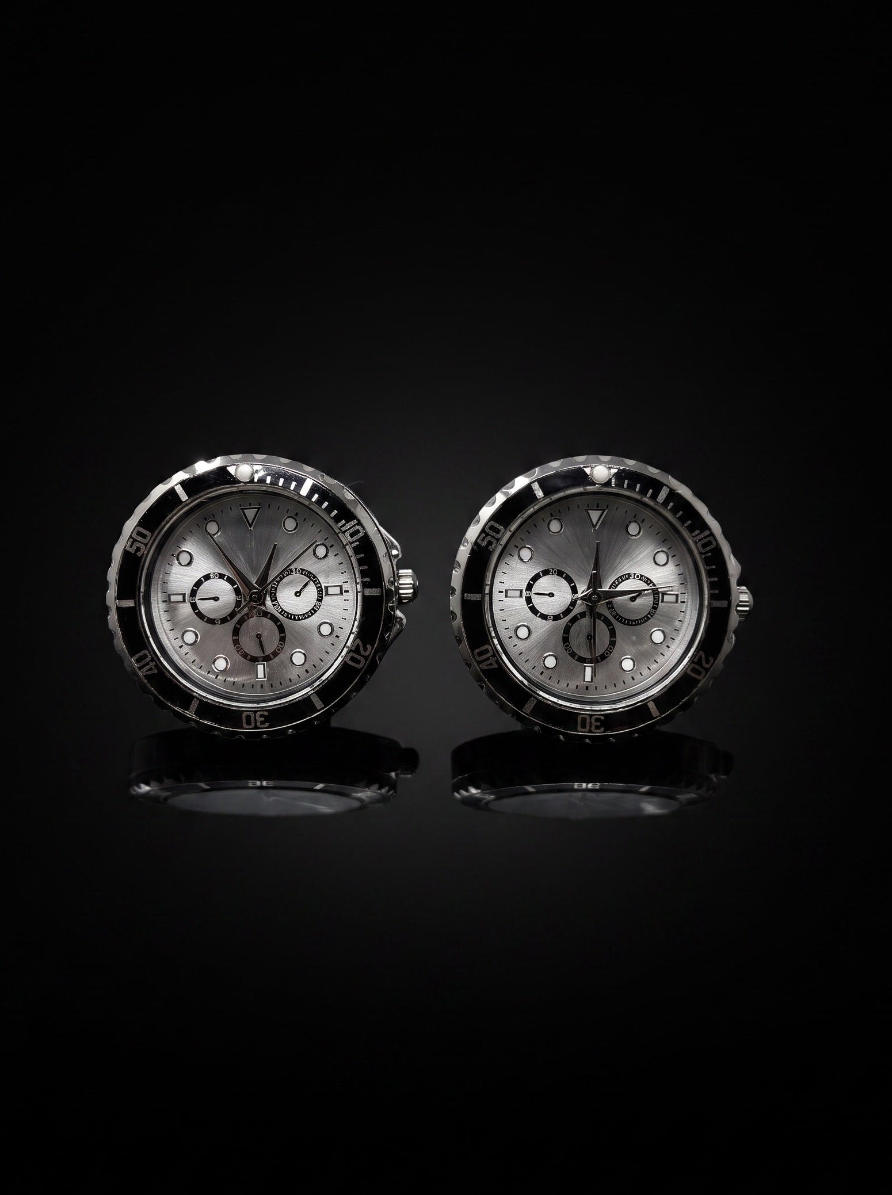 Silver-Tone Chronograph-Style Watch Cufflinks - angle 10