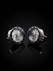 Silver-Tone Chronograph-Style Watch Cufflinks - angle 7