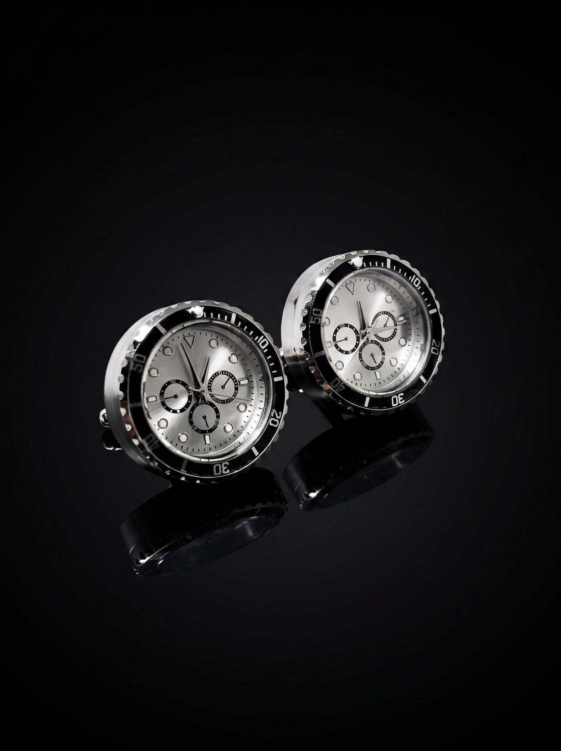 Silver-Tone Chronograph-Style Watch Cufflinks - angle 9
