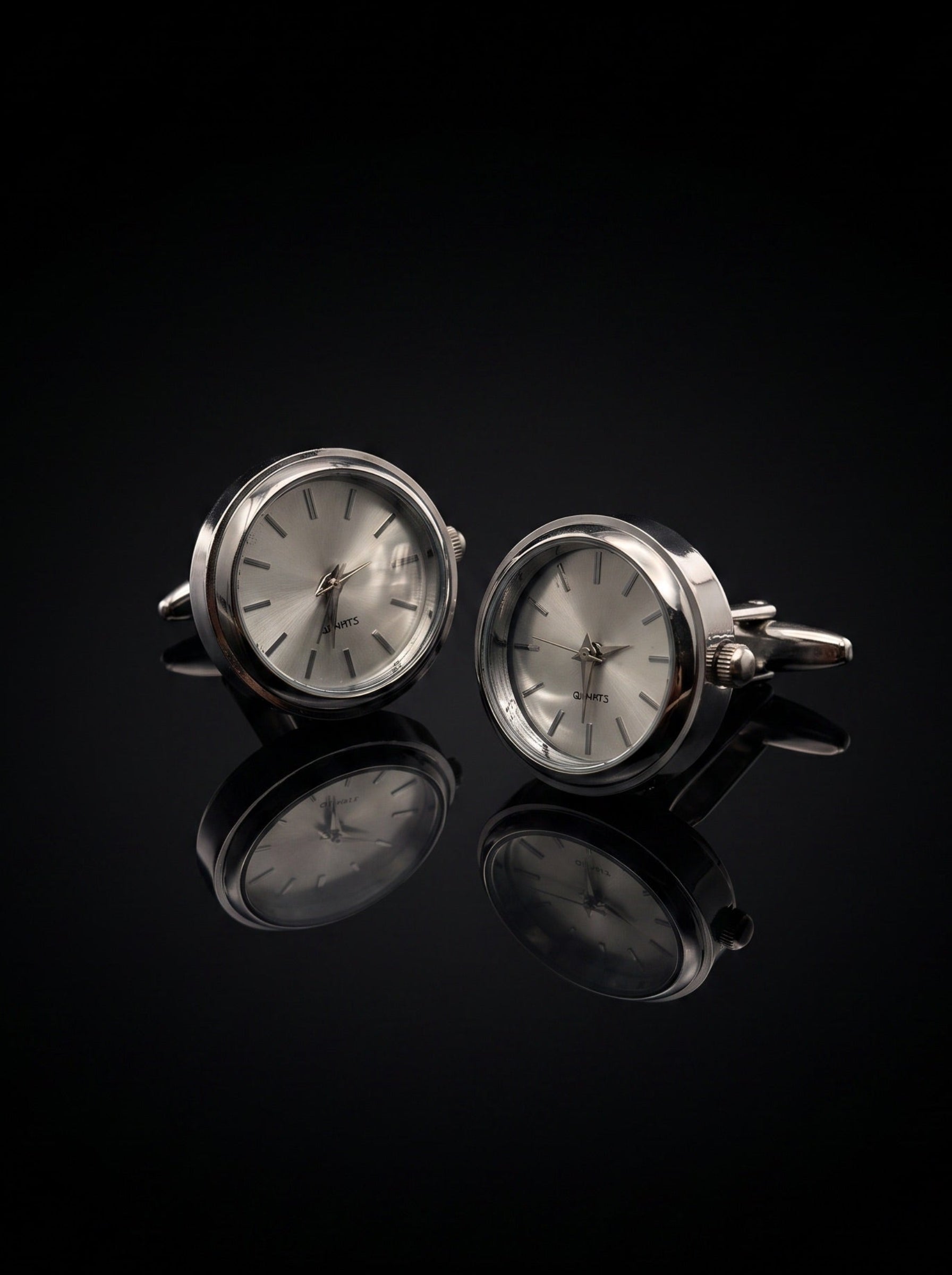 Silver-Tone Dial Watch Cufflinks