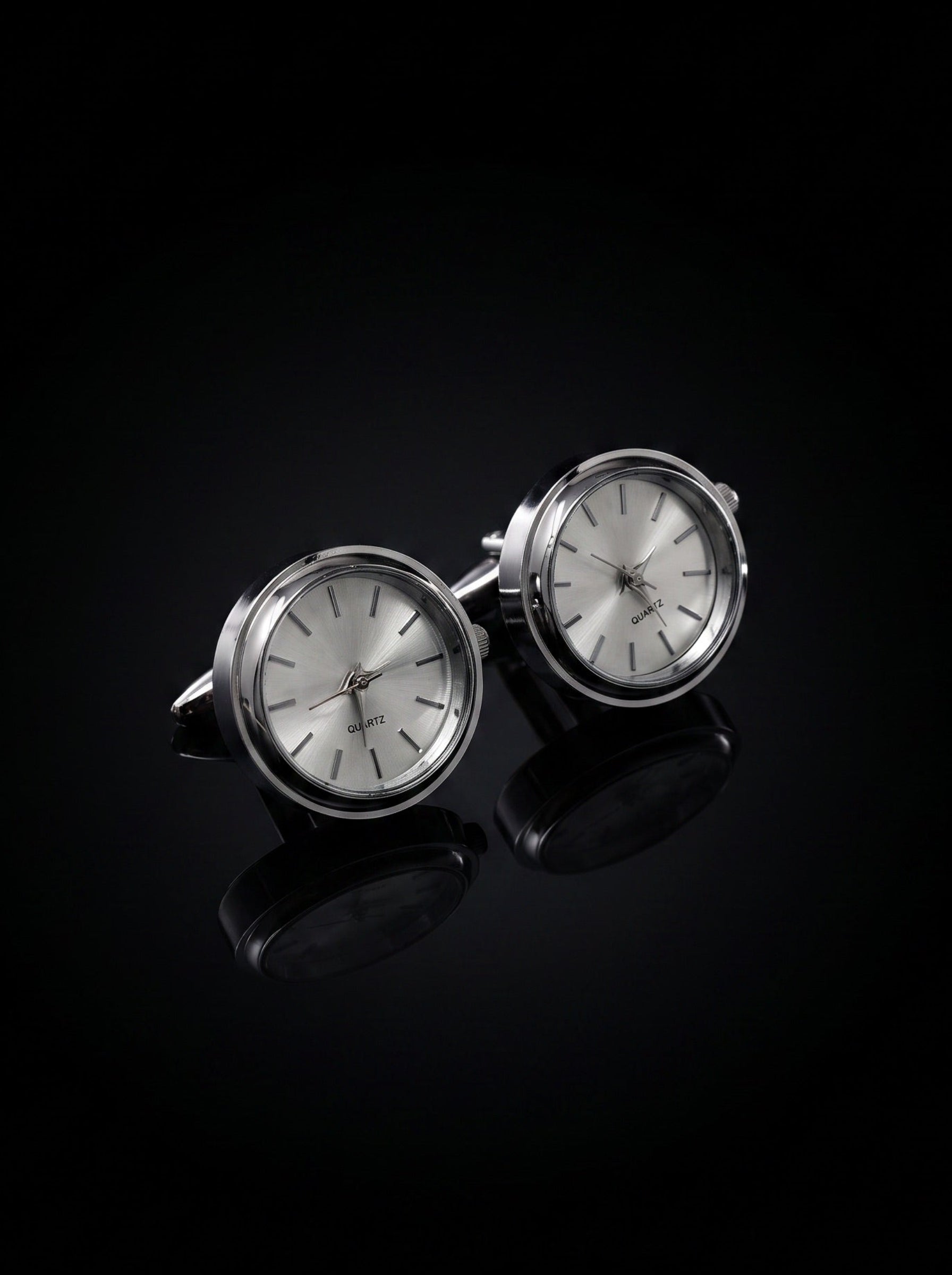 Silver-Tone Dial Watch Cufflinks - angle 2