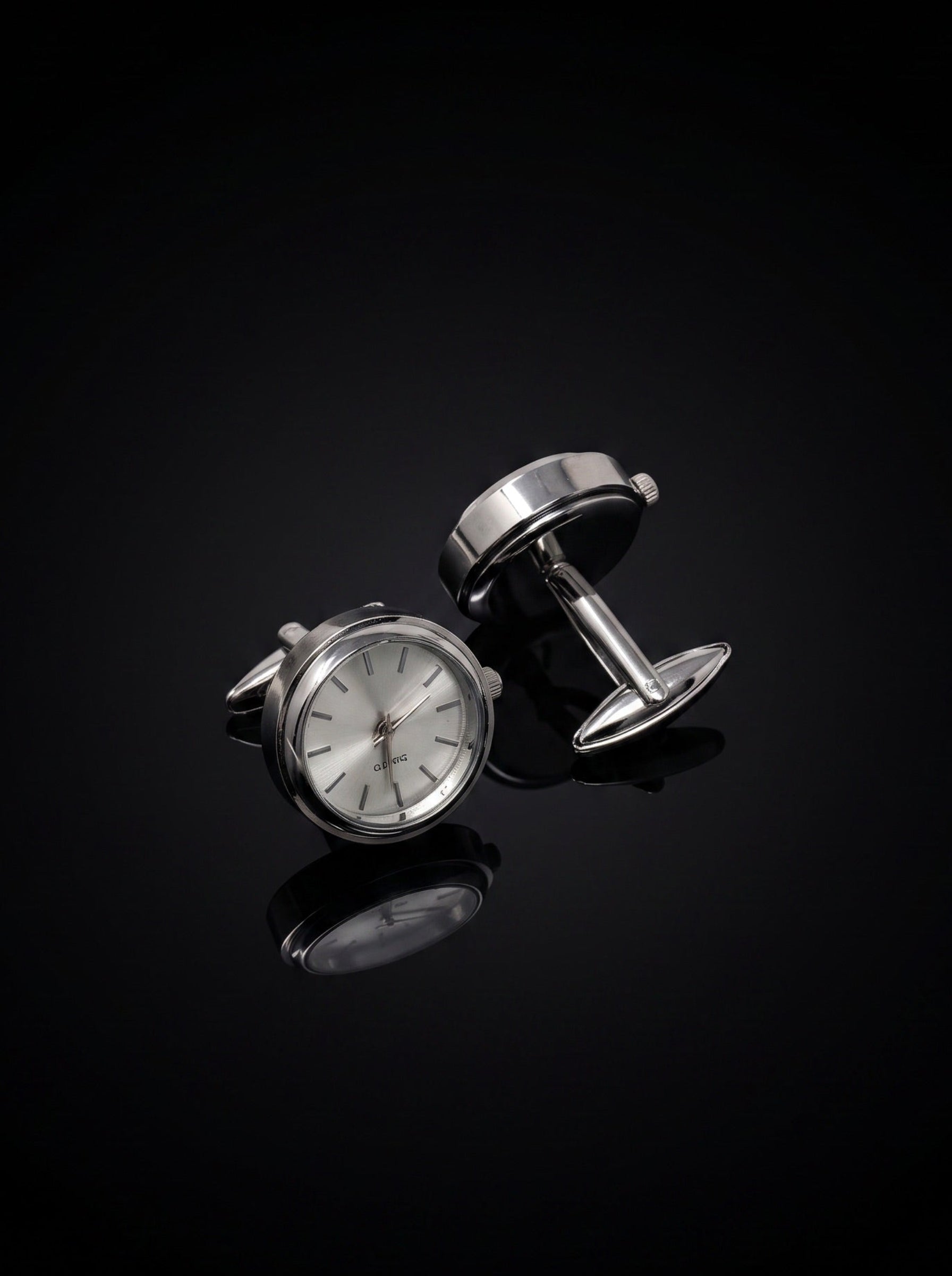 Silver-Tone Dial Watch Cufflinks - angle 3