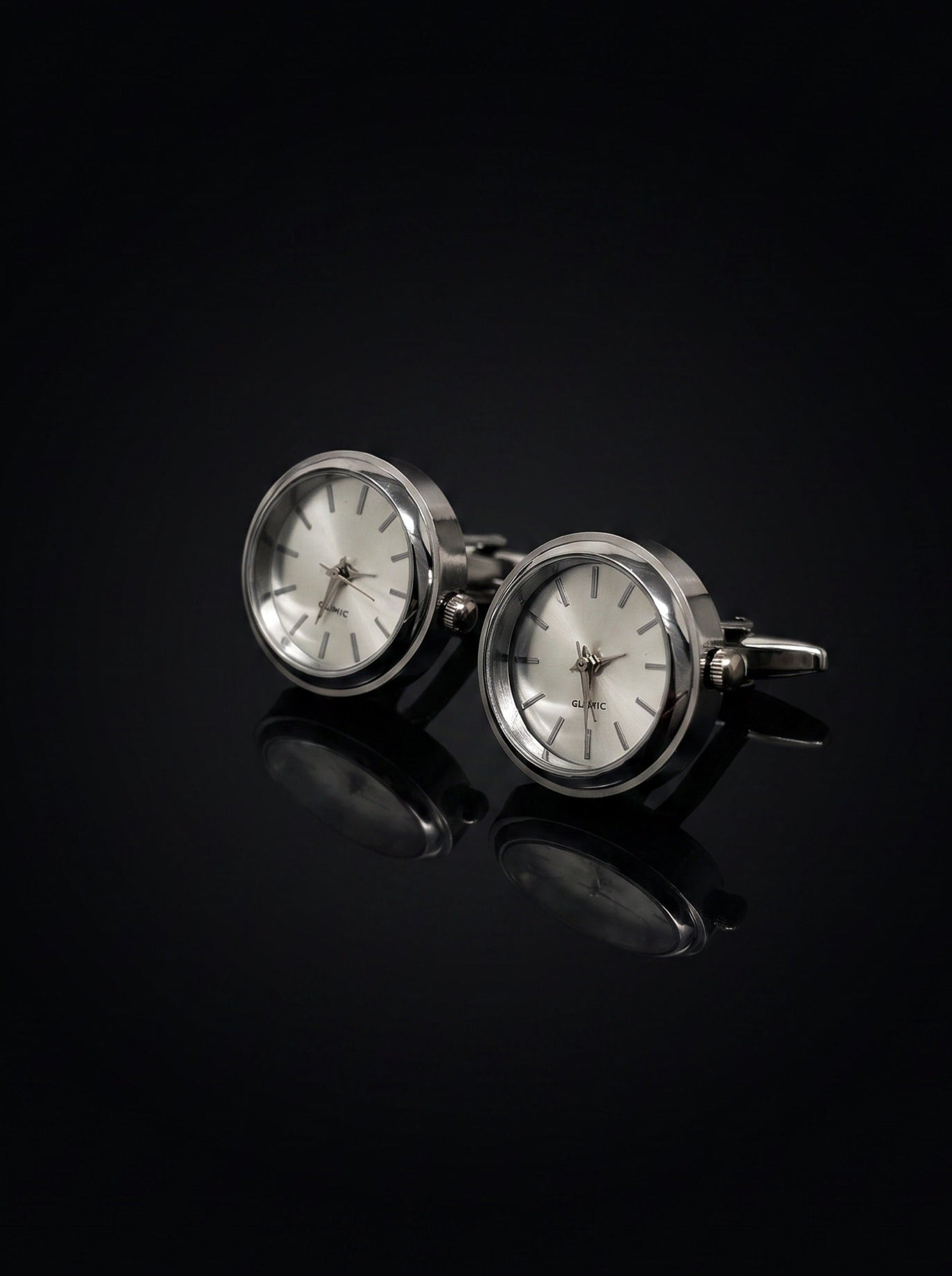 Silver-Tone Dial Watch Cufflinks - angle 5