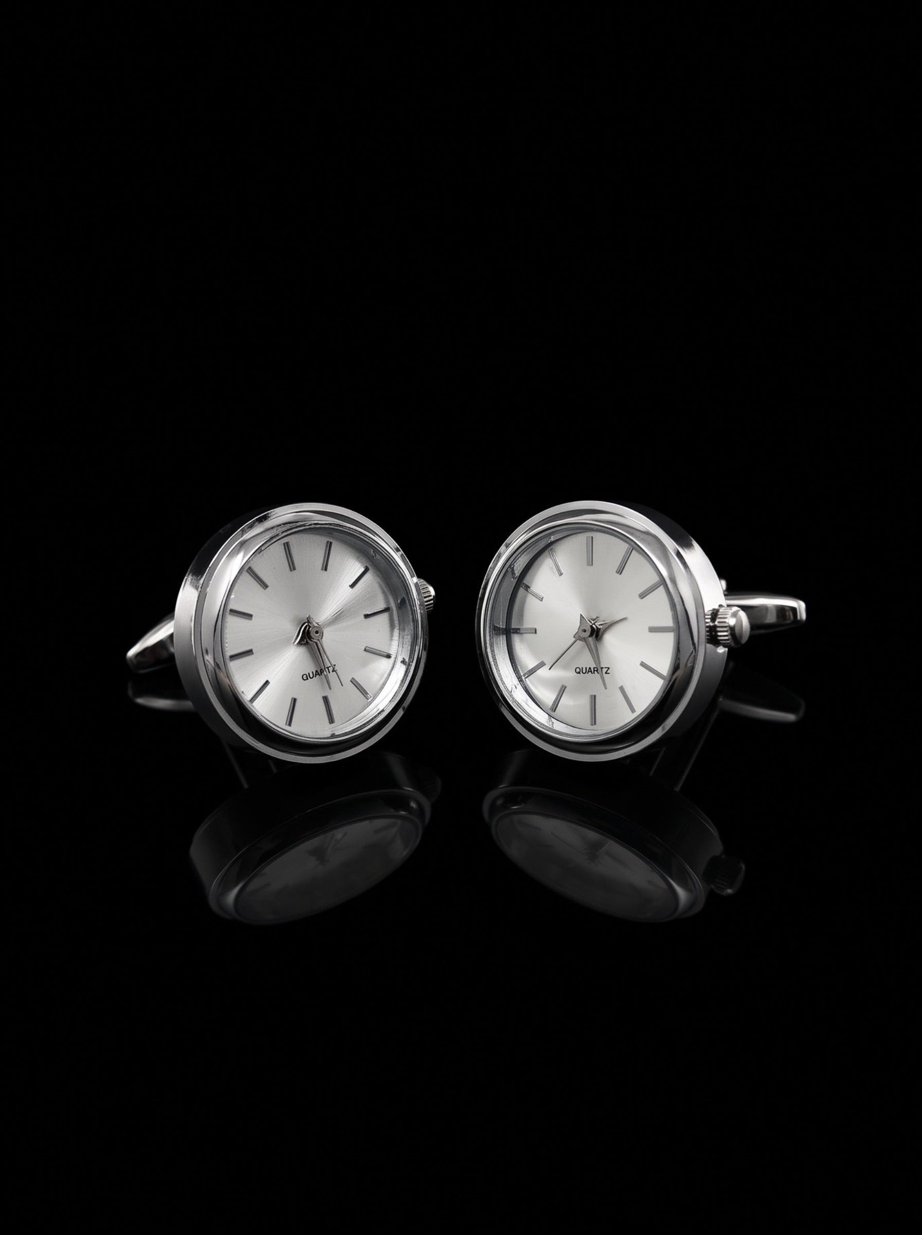 Silver-Tone Dial Watch Cufflinks - angle 7