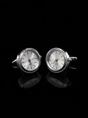 Silver-Tone Dial Watch Cufflinks - angle 7