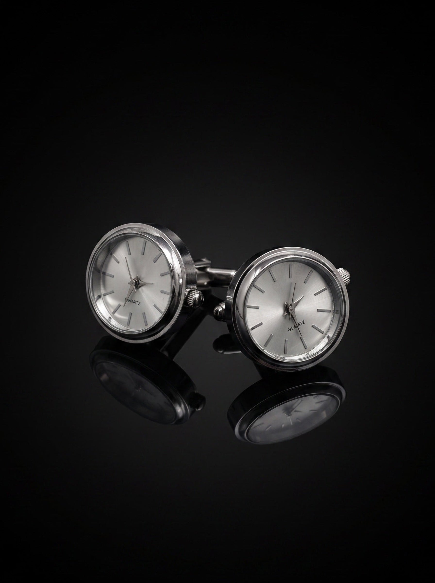 Silver-Tone Dial Watch Cufflinks - angle 8