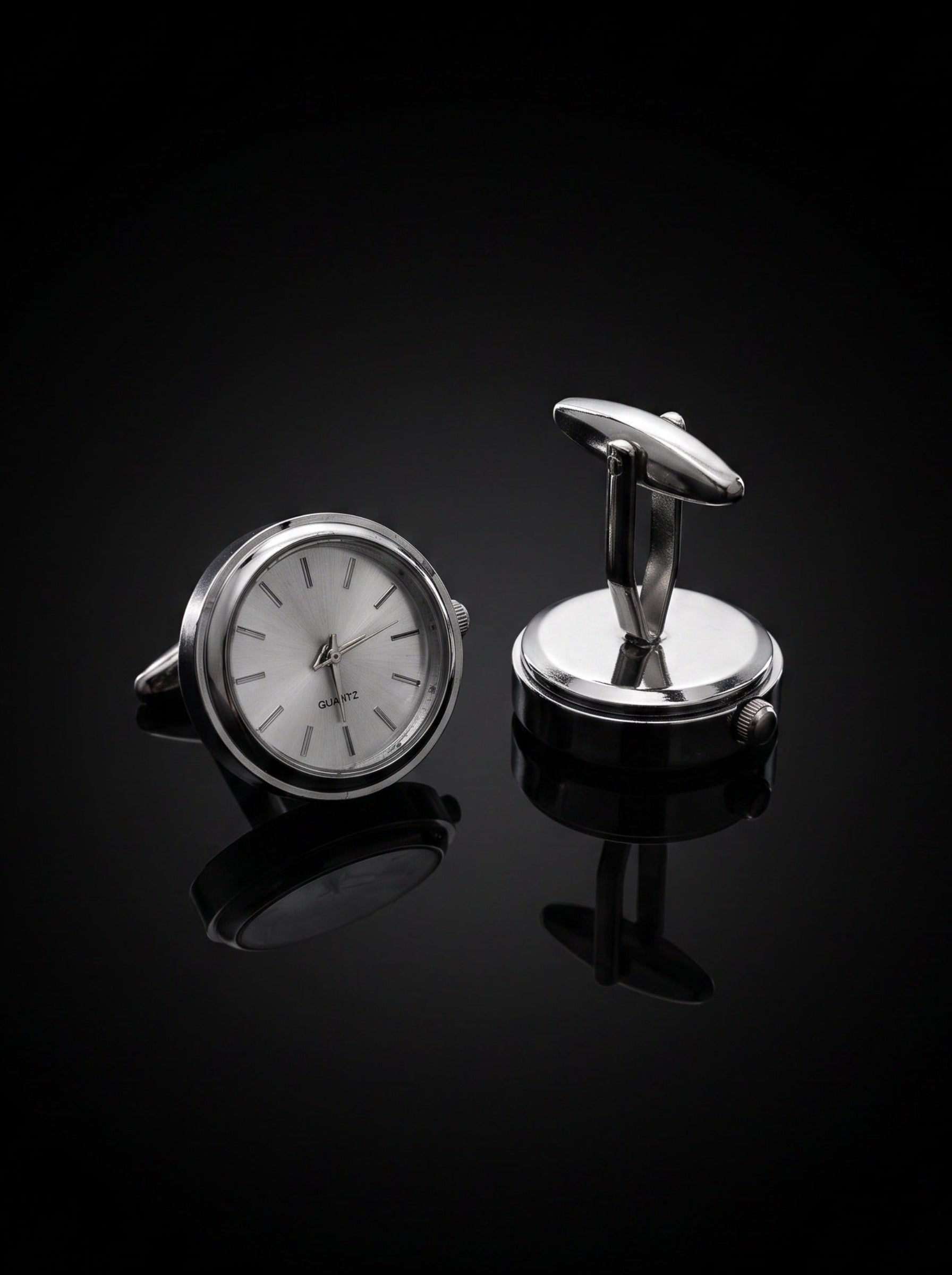 Silver-Tone Dial Watch Cufflinks - angle 9
