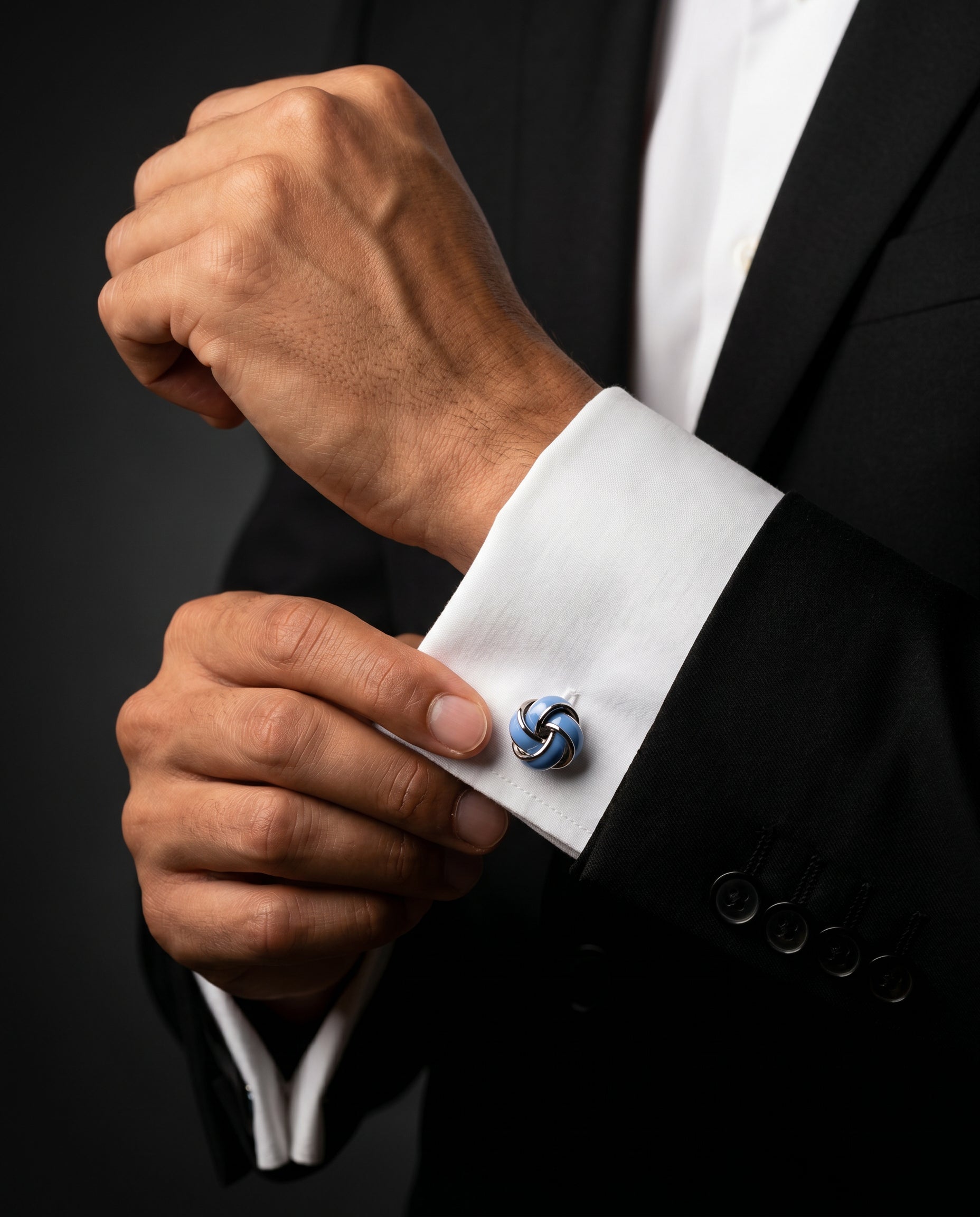 Sky Blue Knot Cufflinks by Tivaaro
