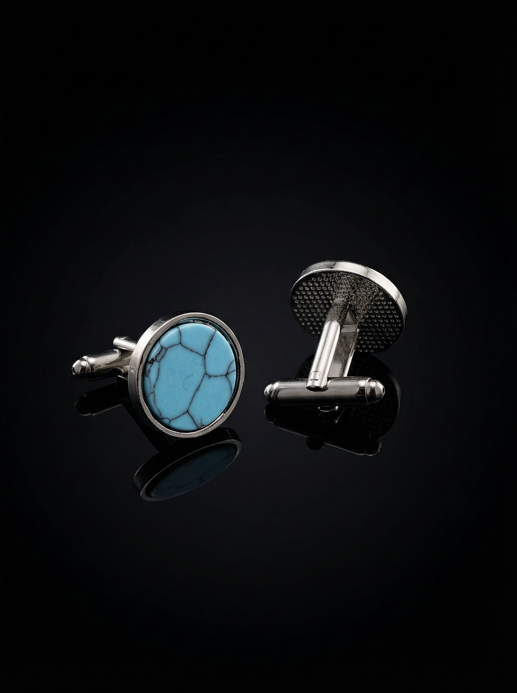 Sky Blue Marble Stone Cufflinks Tivaaro