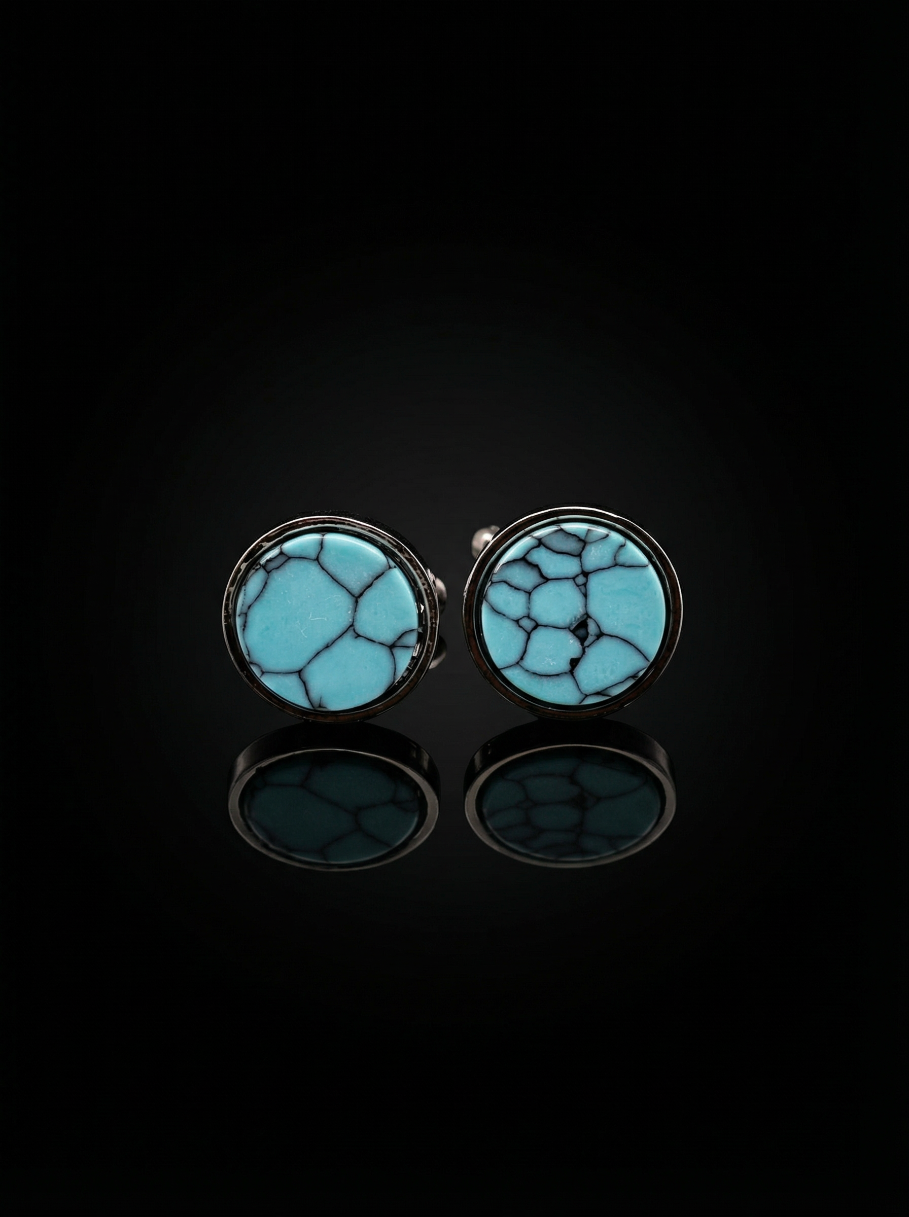 Sky Blue Marble Stone Cufflinks Tivaaro