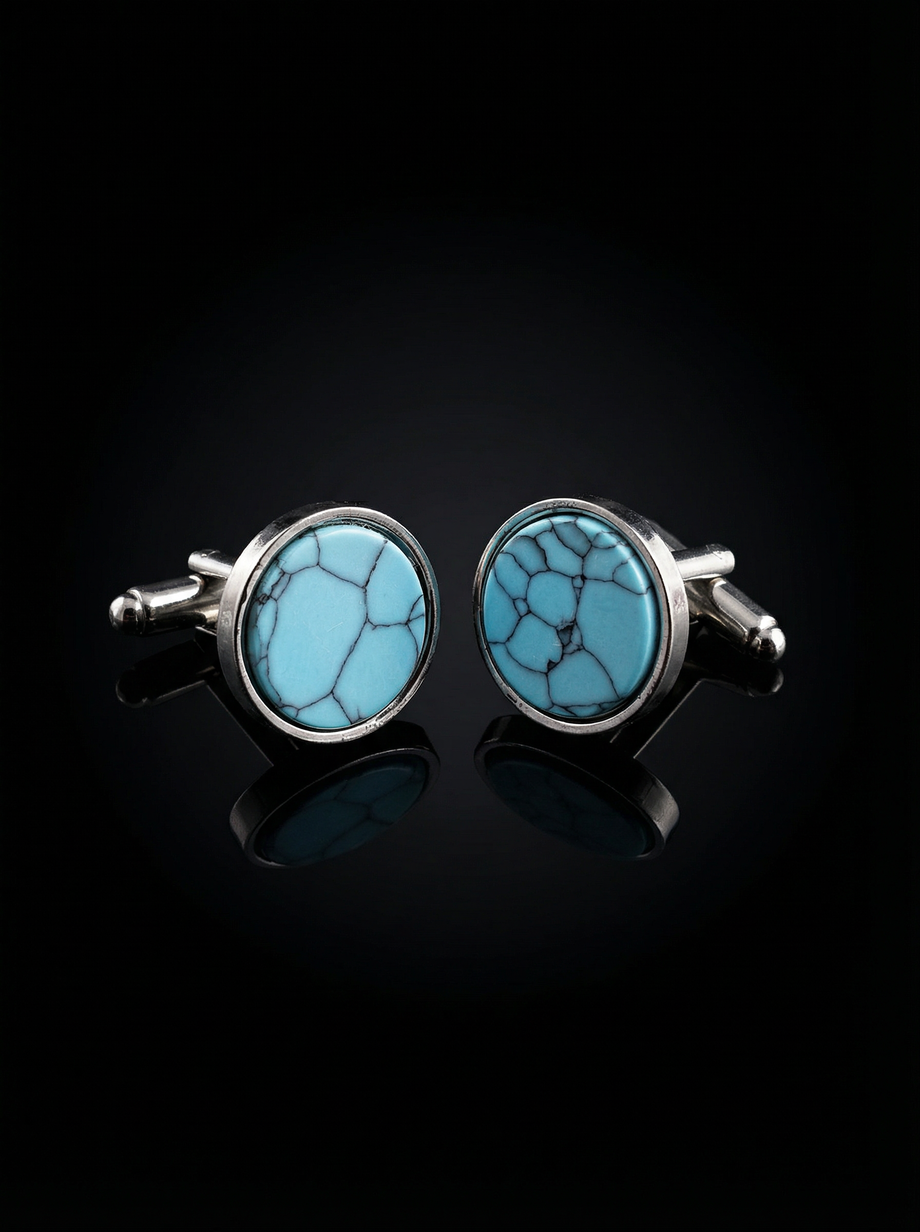 Sky Blue Marble Stone Cufflinks Tivaaro
