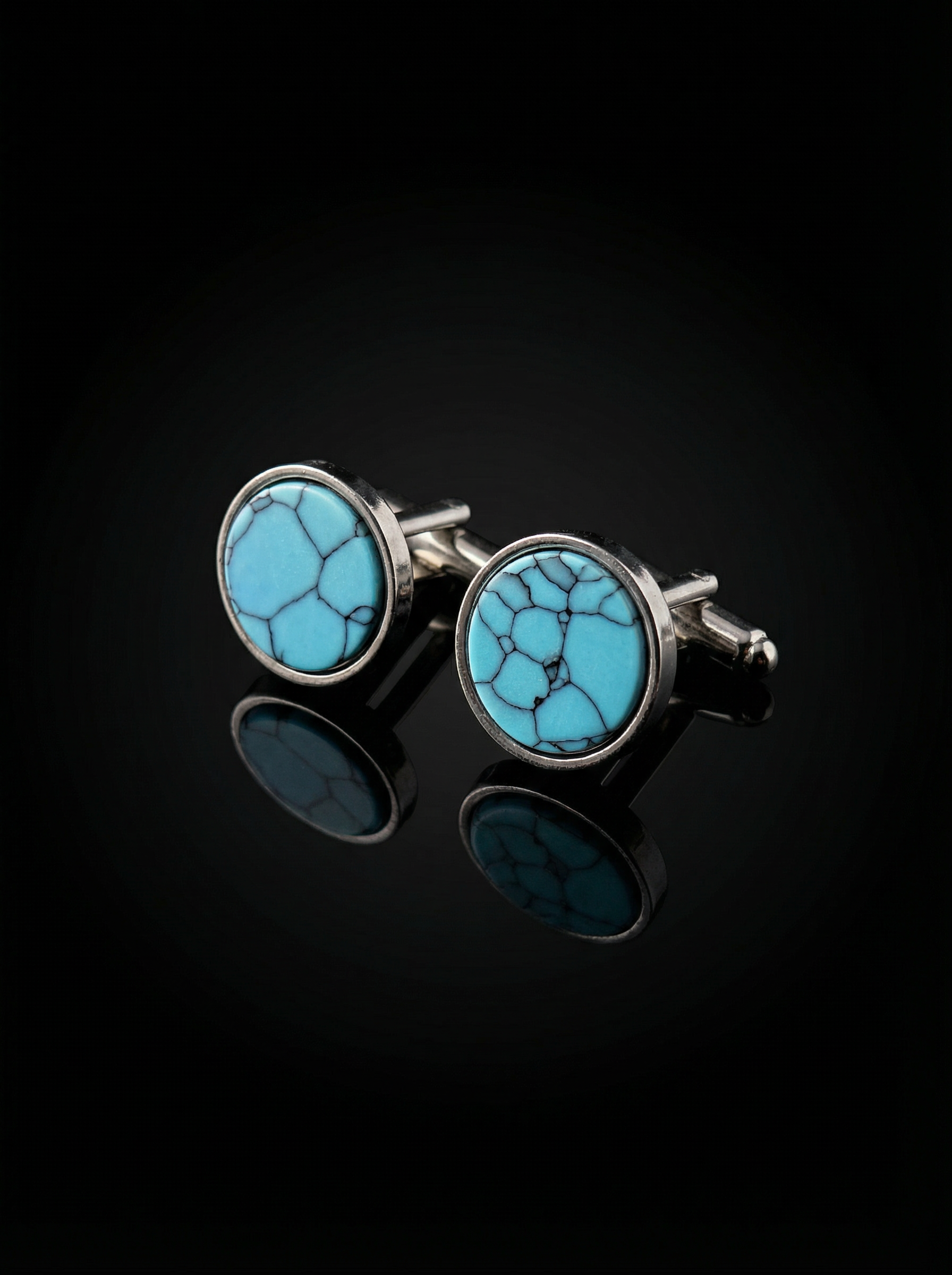 Sky Blue Marble Stone Cufflinks Tivaaro