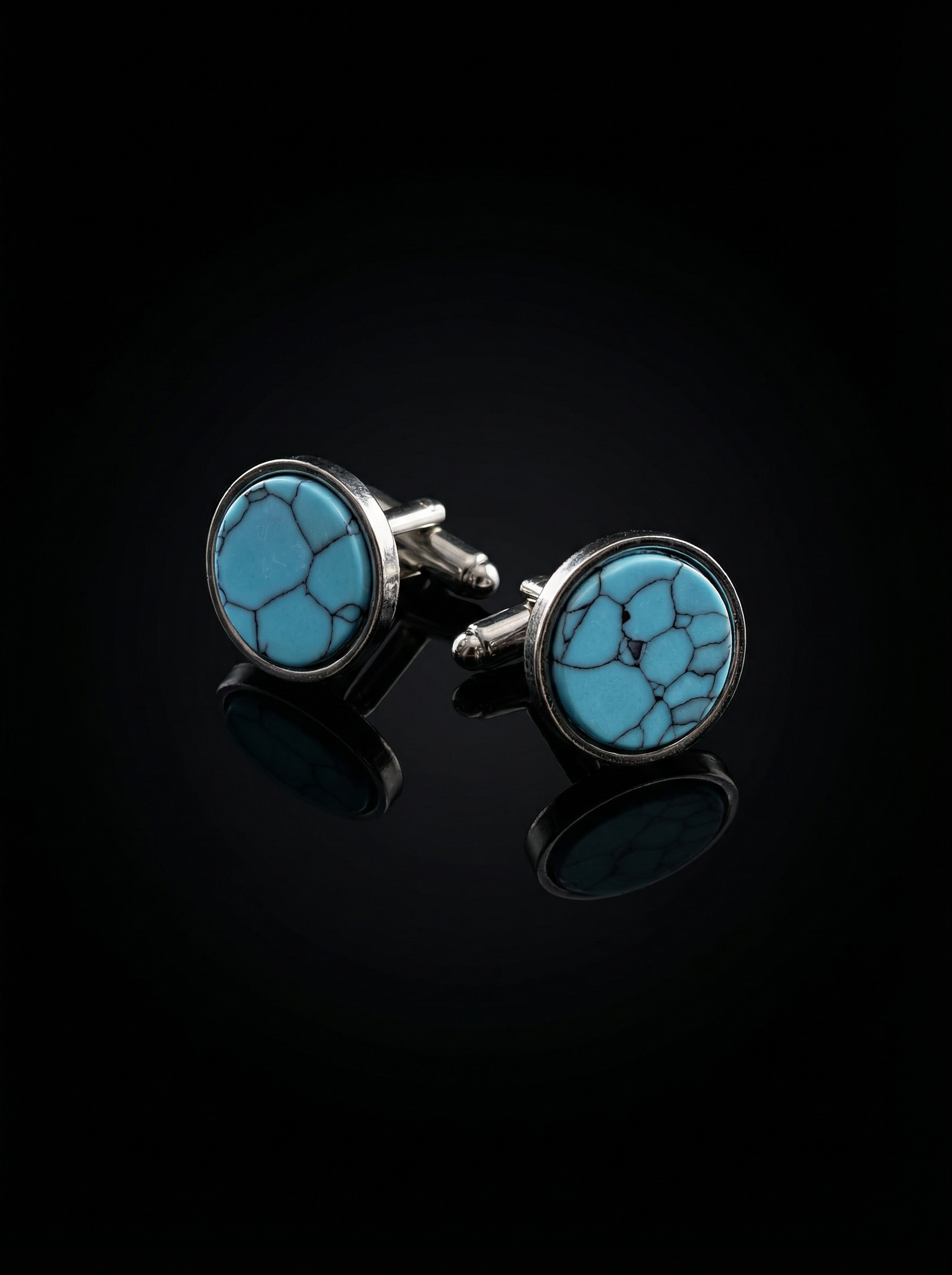 Sky Blue Marble Stone Cufflinks Tivaaro