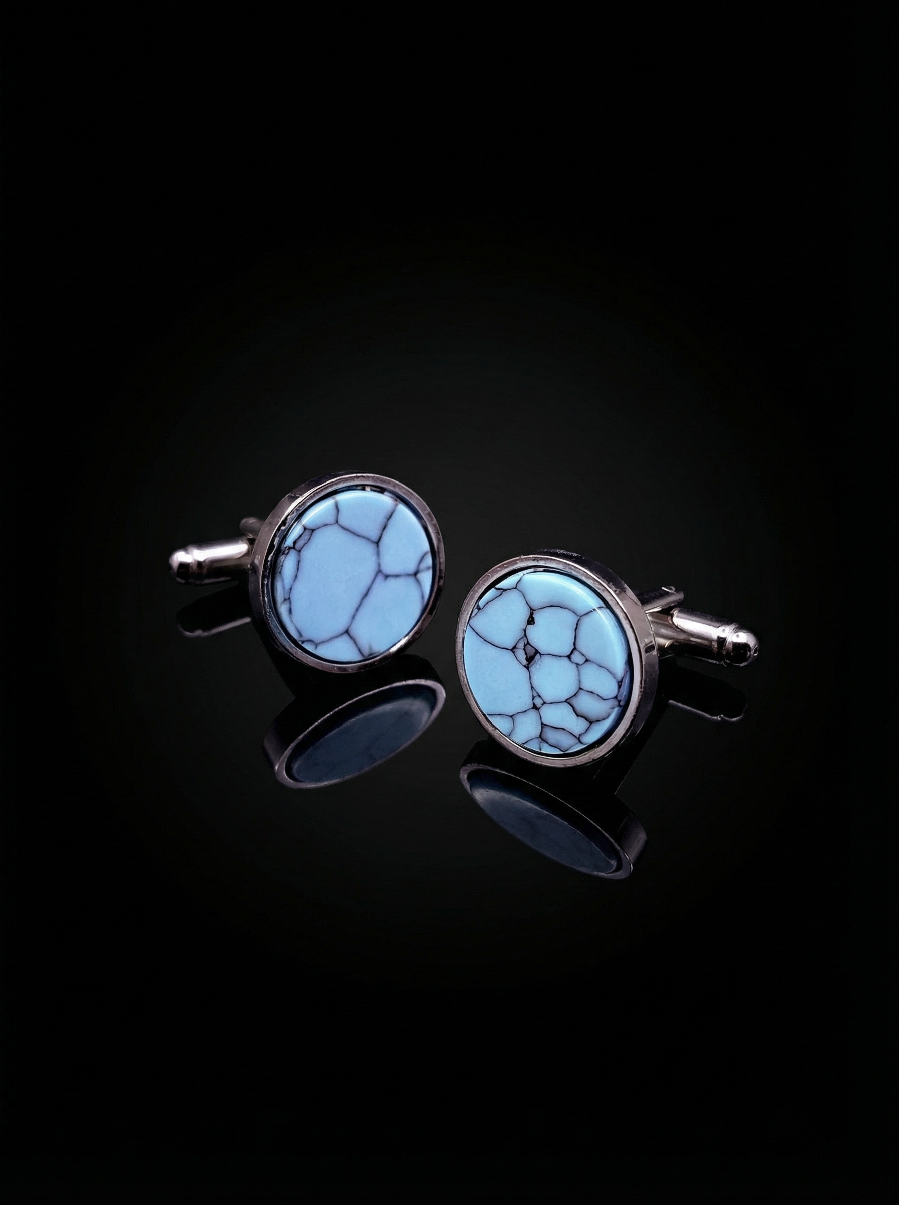 Sky Blue Marble Stone Cufflinks Tivaaro