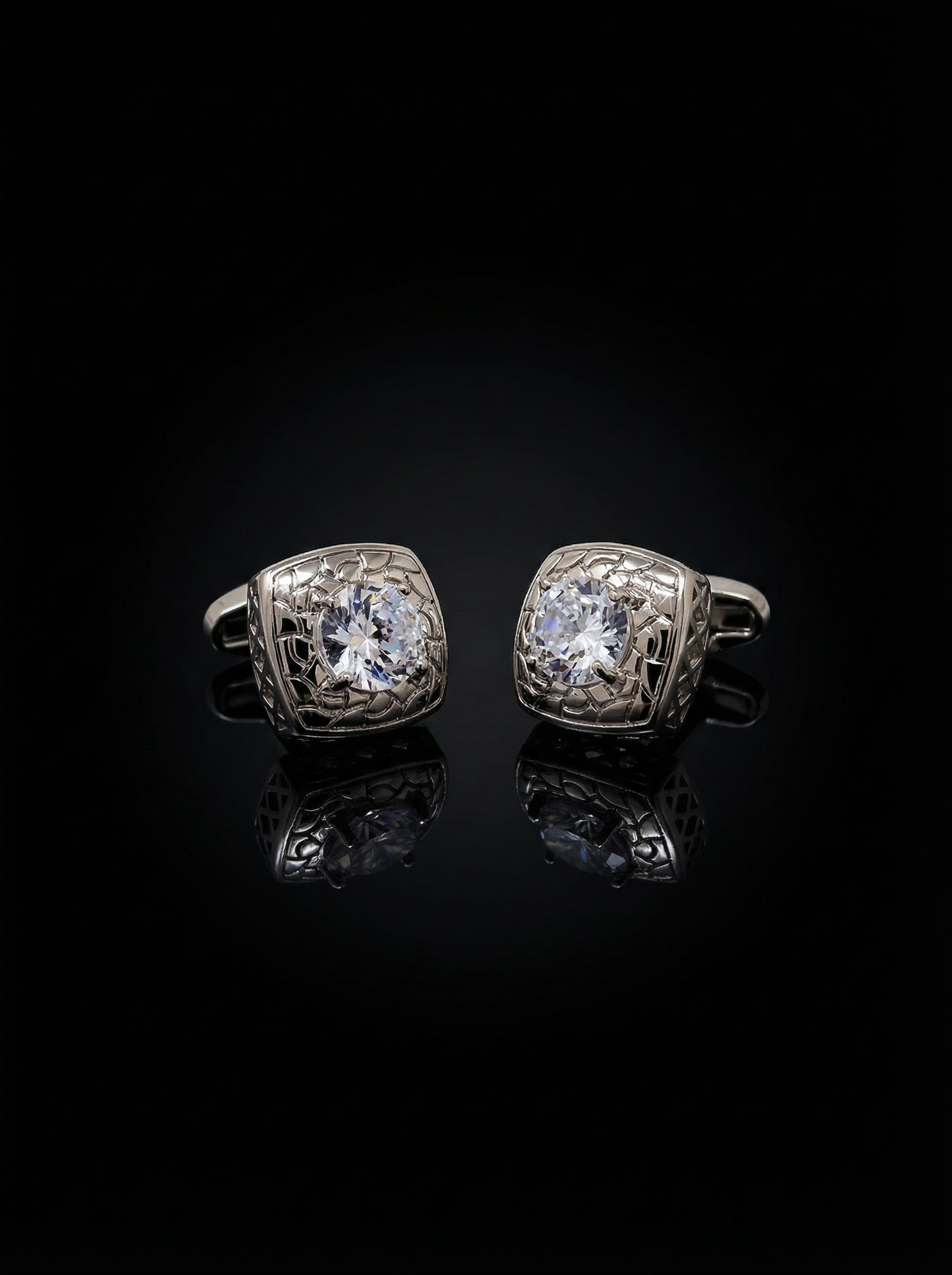 Sparkle Solitaire Crystal Cufflinks Tivaaro