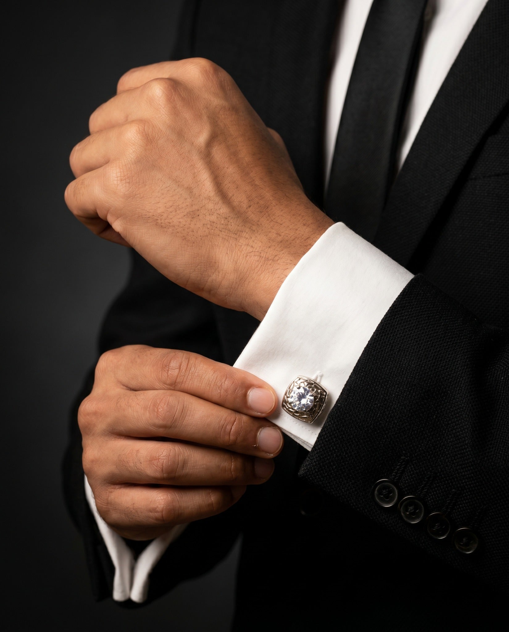 Sparkle Solitaire Crystal Cufflinks