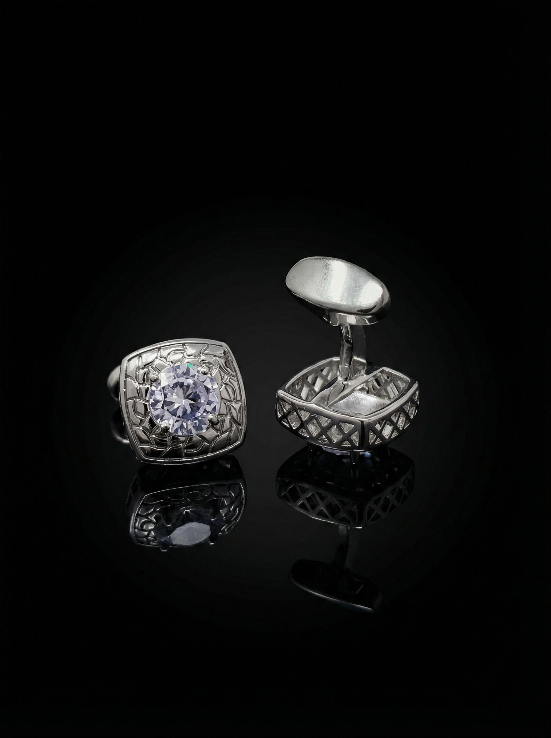 Sparkle Solitaire Crystal Cufflinks Tivaaro