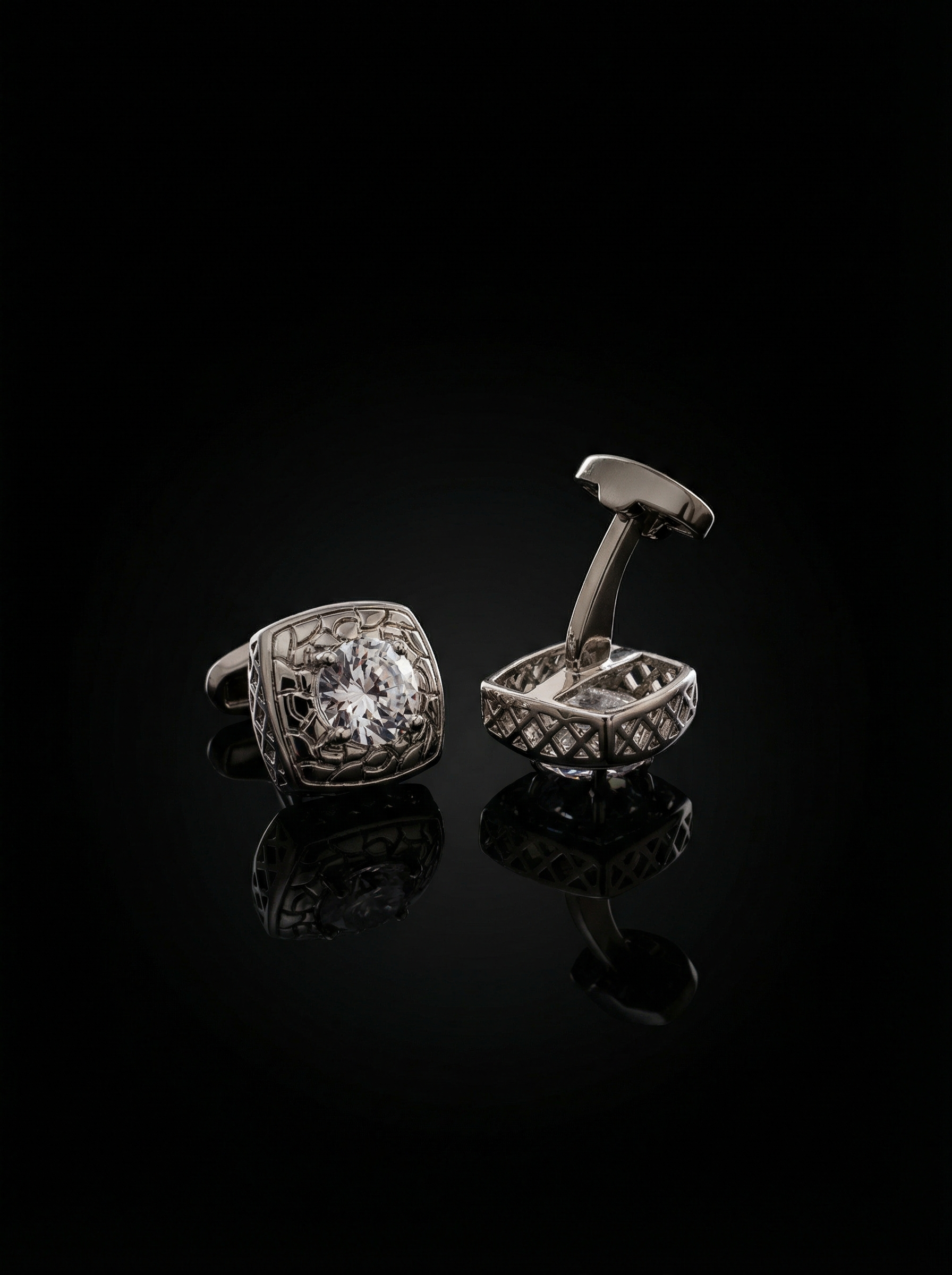Sparkle Solitaire Crystal Cufflinks Tivaaro
