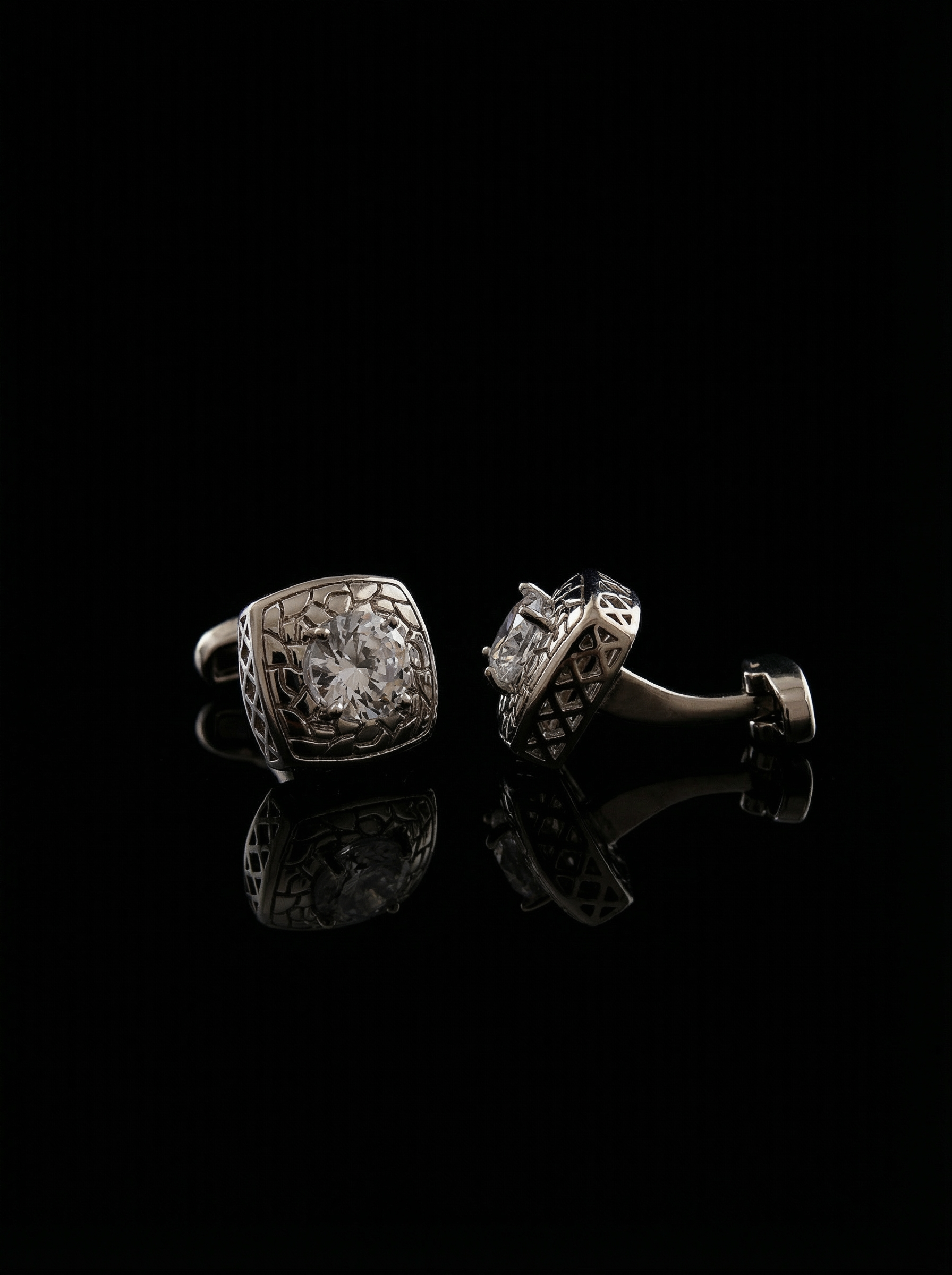 Sparkle Solitaire Crystal Cufflinks Tivaaro