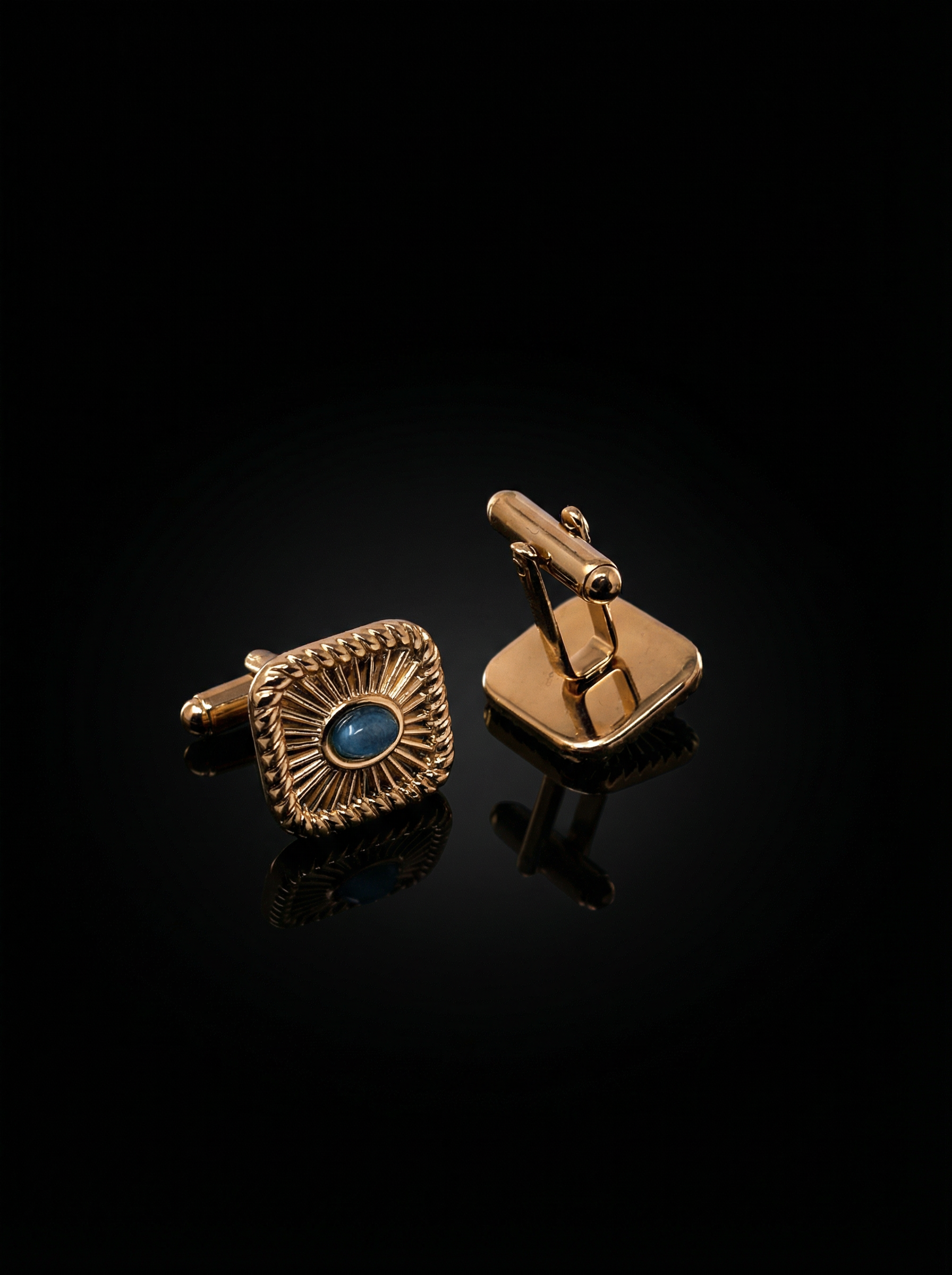 Sunburst Blue Gemstone Cufflinks Tivaaro