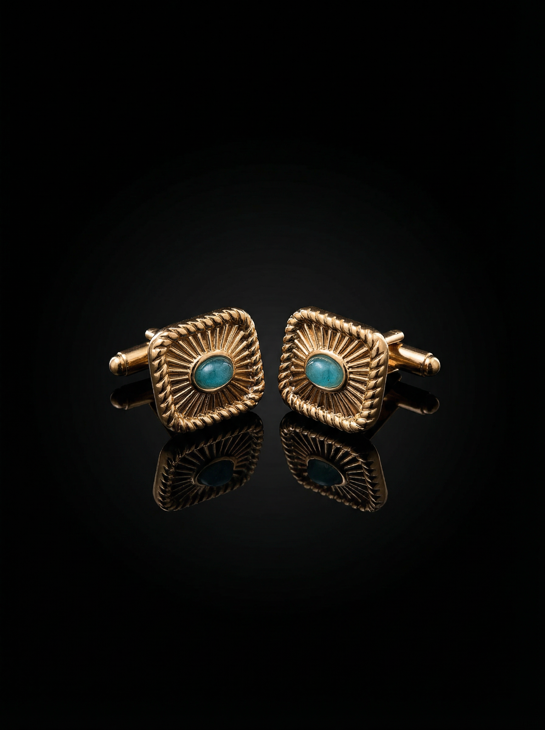 Sunburst Blue Gemstone Cufflinks Tivaaro