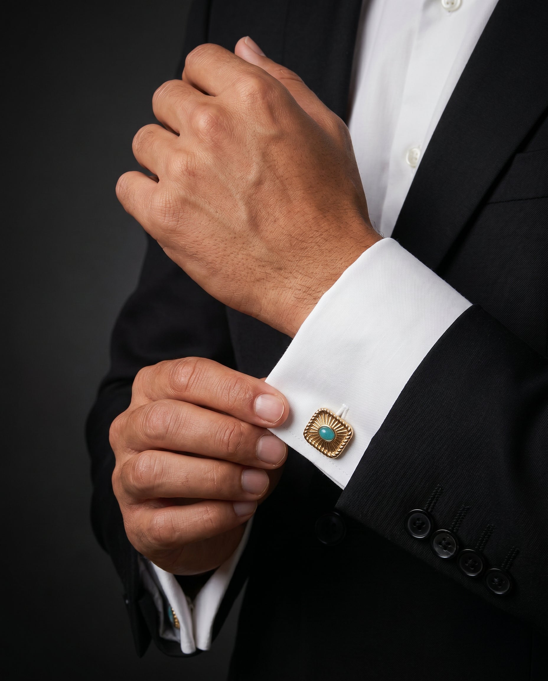 Sunburst Blue Gemstone-Style Cufflinks
