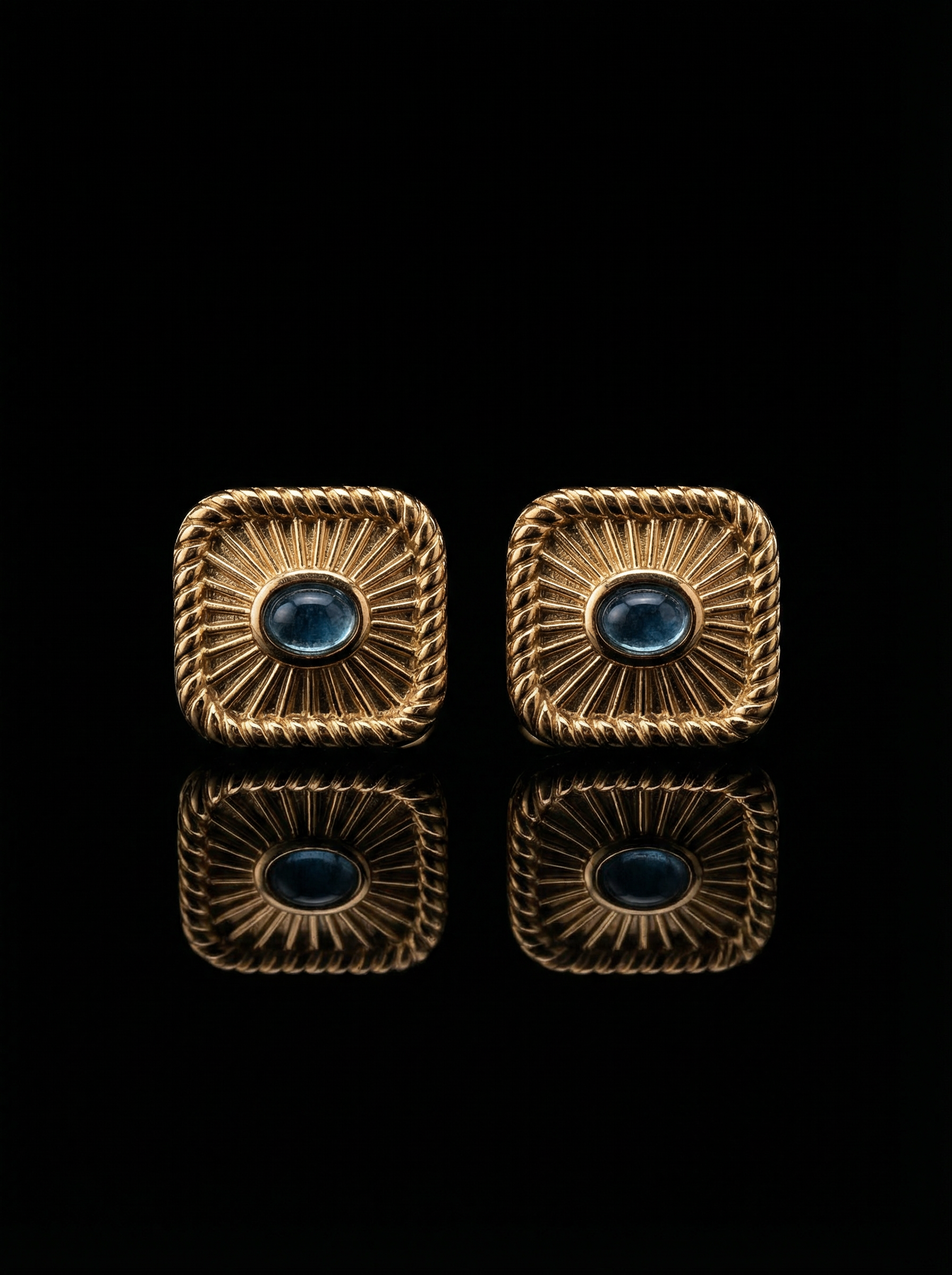 Sunburst Blue Gemstone Cufflinks Tivaaro