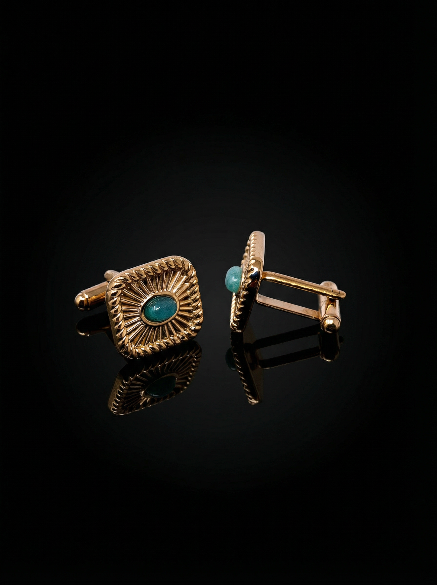 Sunburst Blue Gemstone Cufflinks Tivaaro