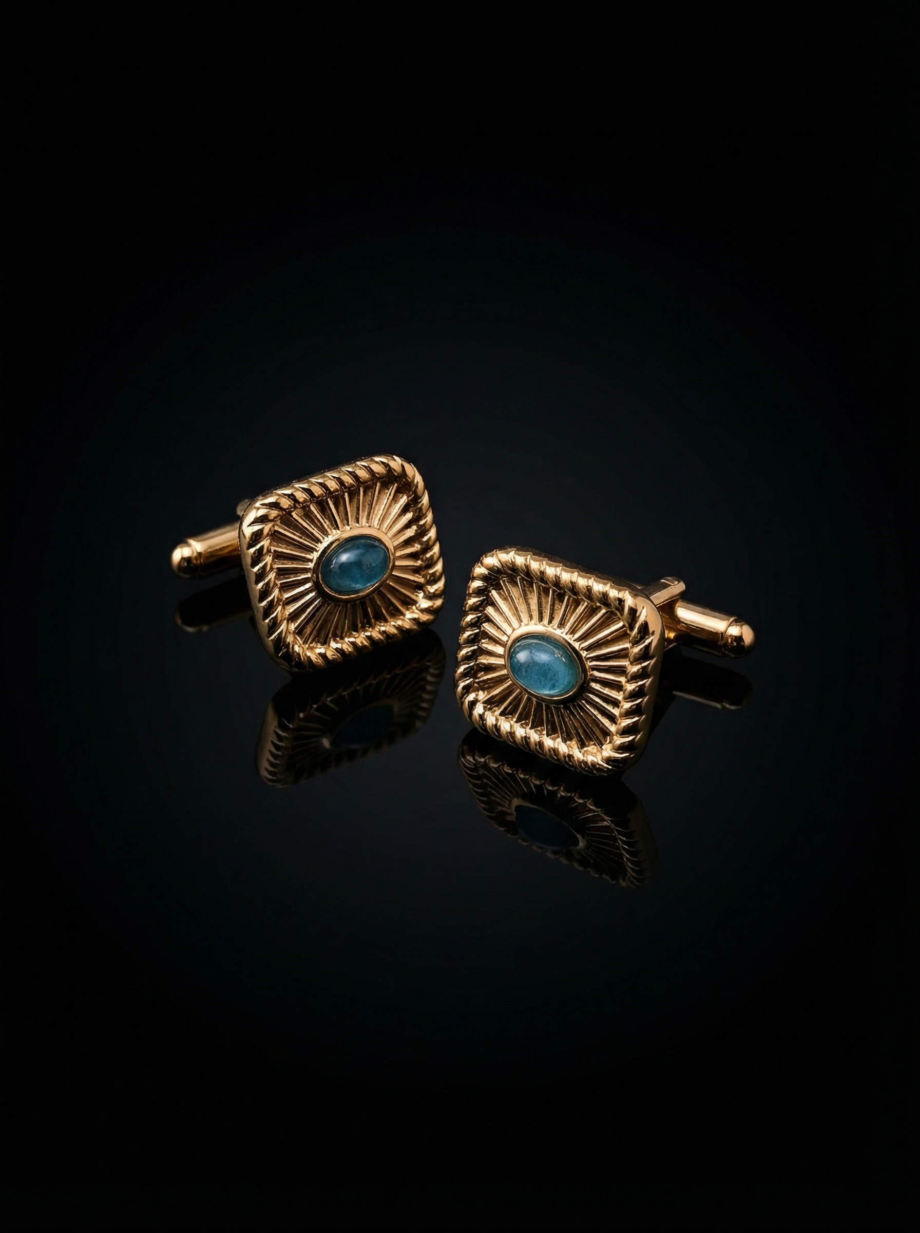 Sunburst Blue Gemstone Cufflinks Tivaaro