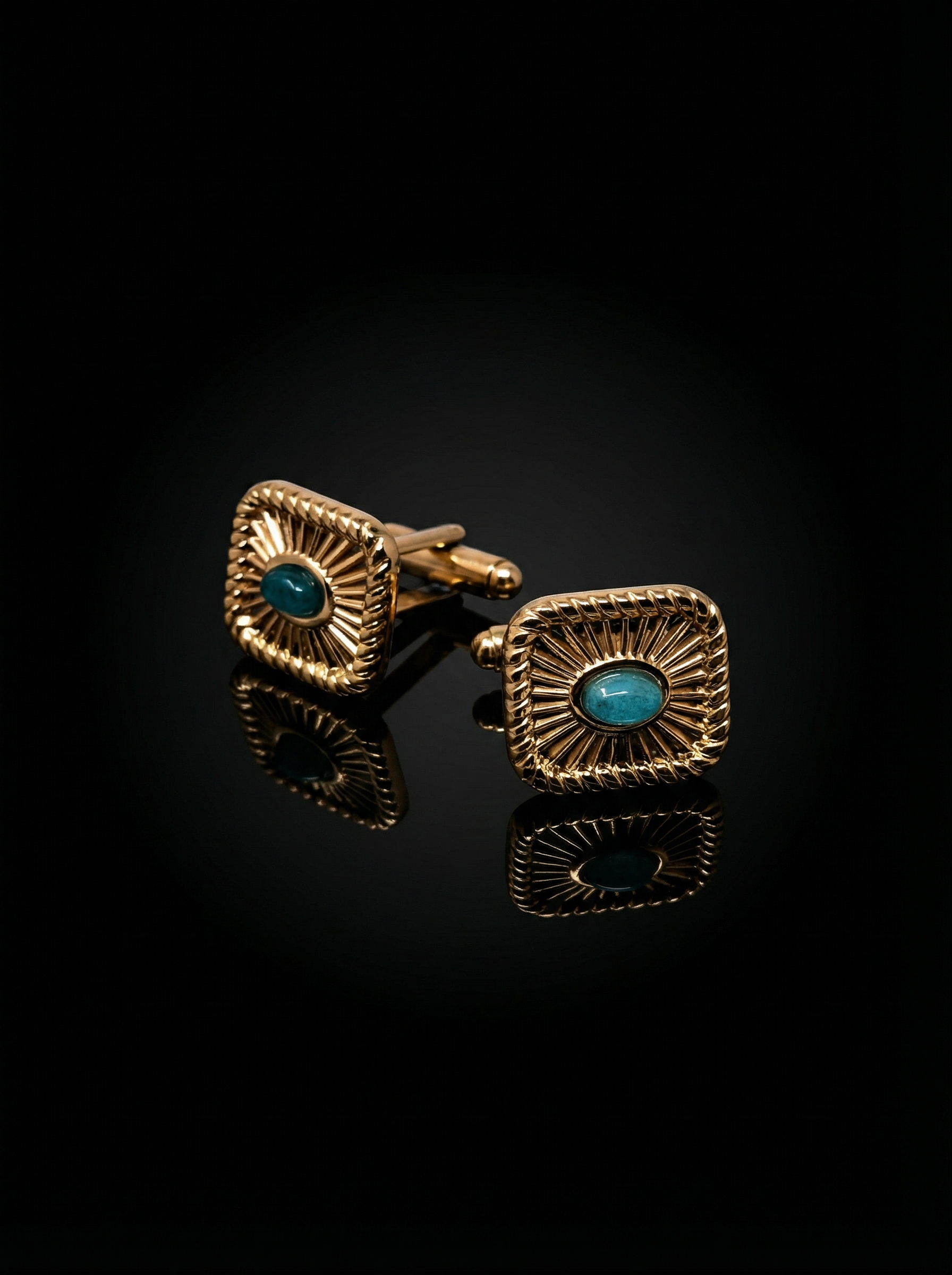 Sunburst Blue Gemstone Cufflinks Tivaaro