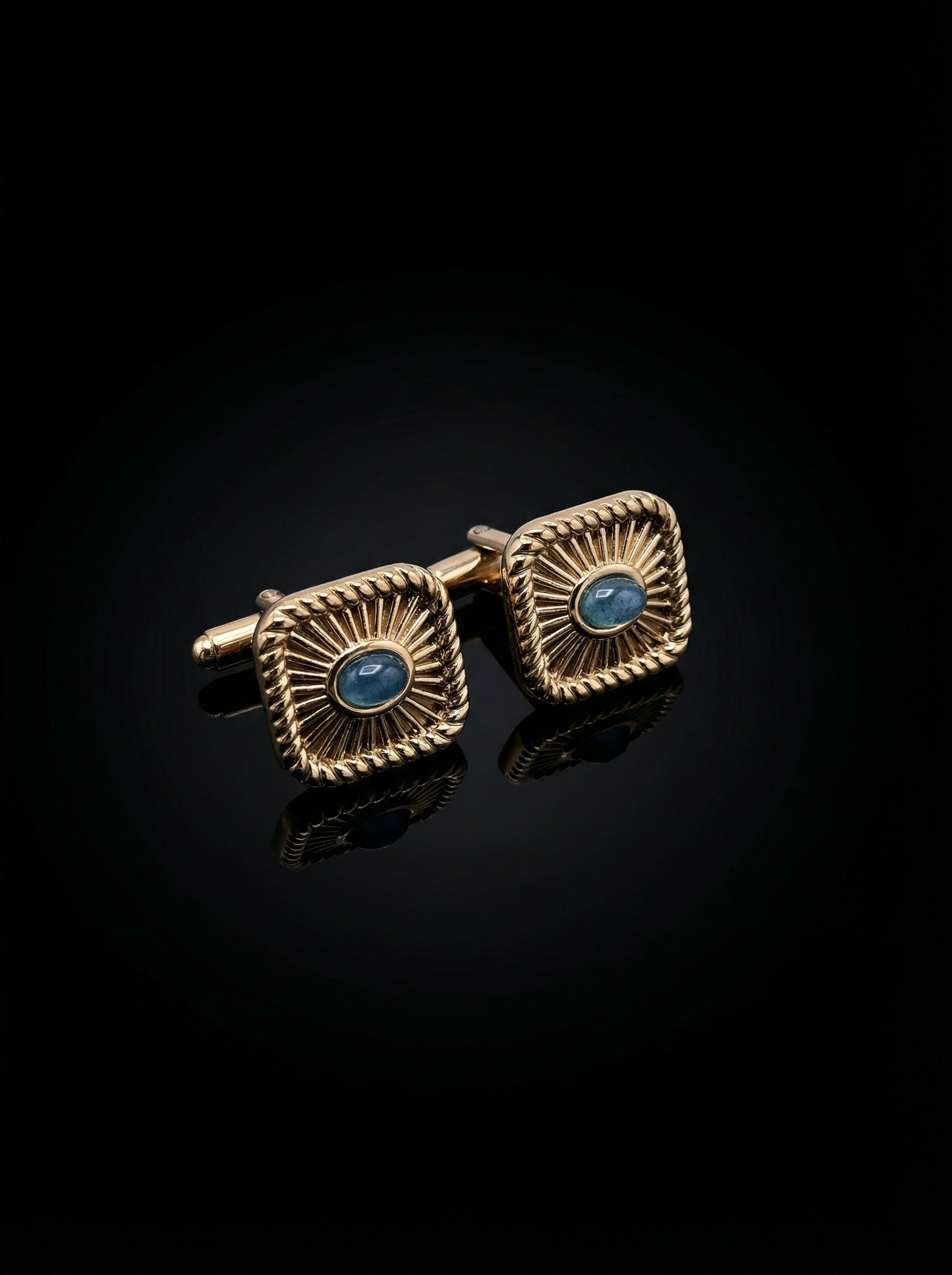 Sunburst Blue Gemstone Cufflinks Tivaaro