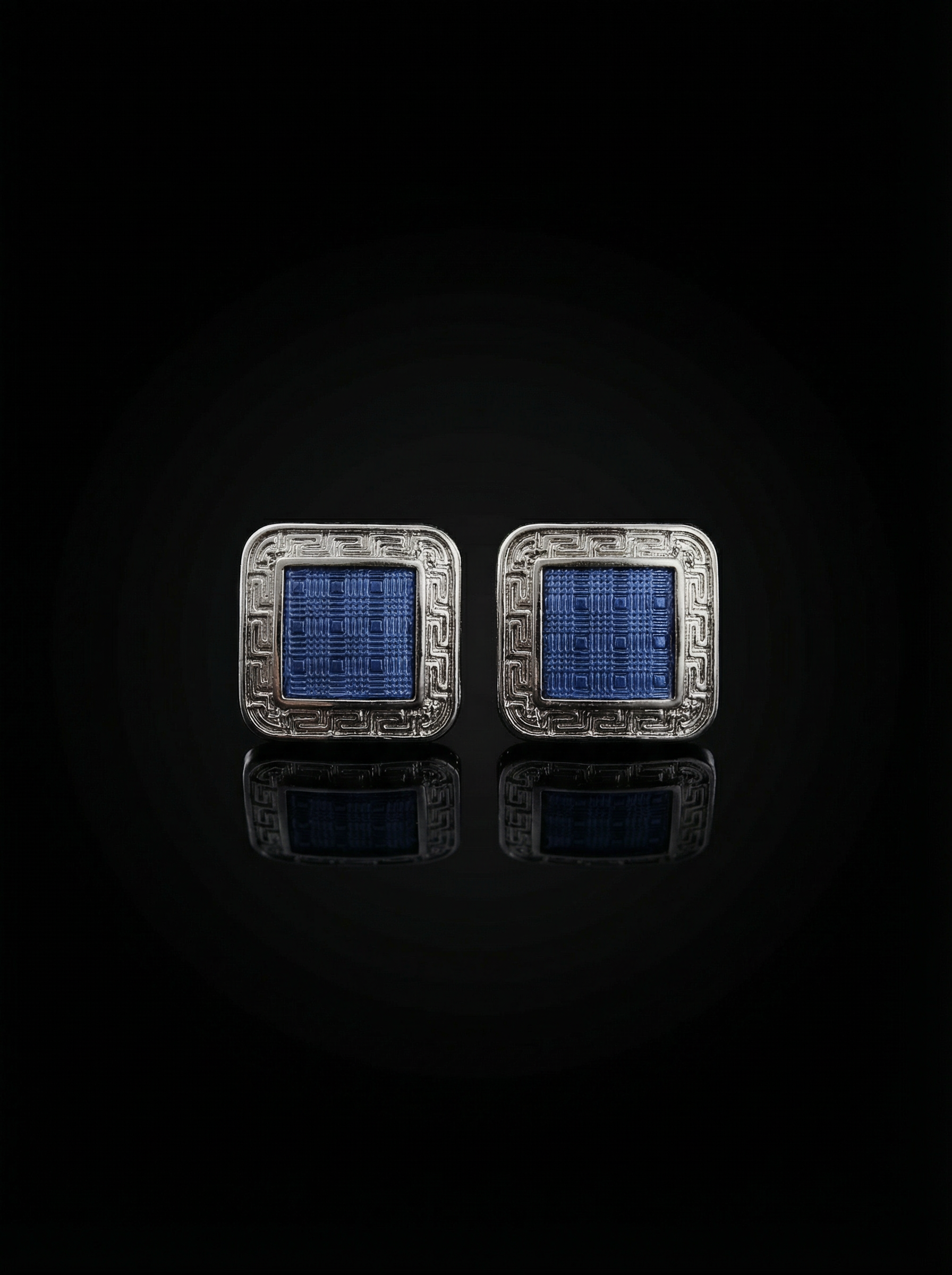 Textured Blue Framed Cufflinks Tivaaro