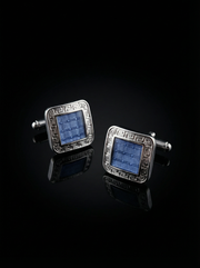 Textured Blue Framed Cufflinks Tivaaro
