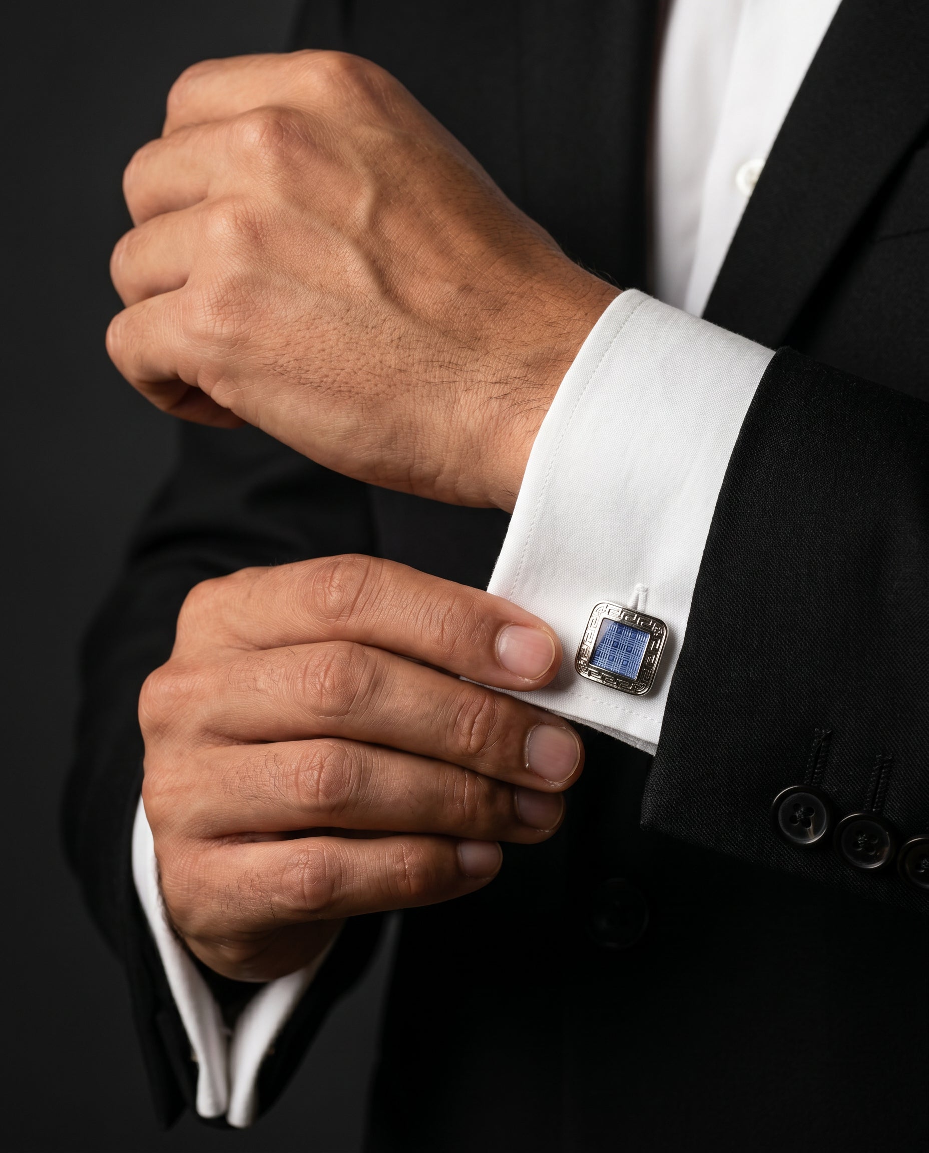 Textured Blue Framed Cufflinks
