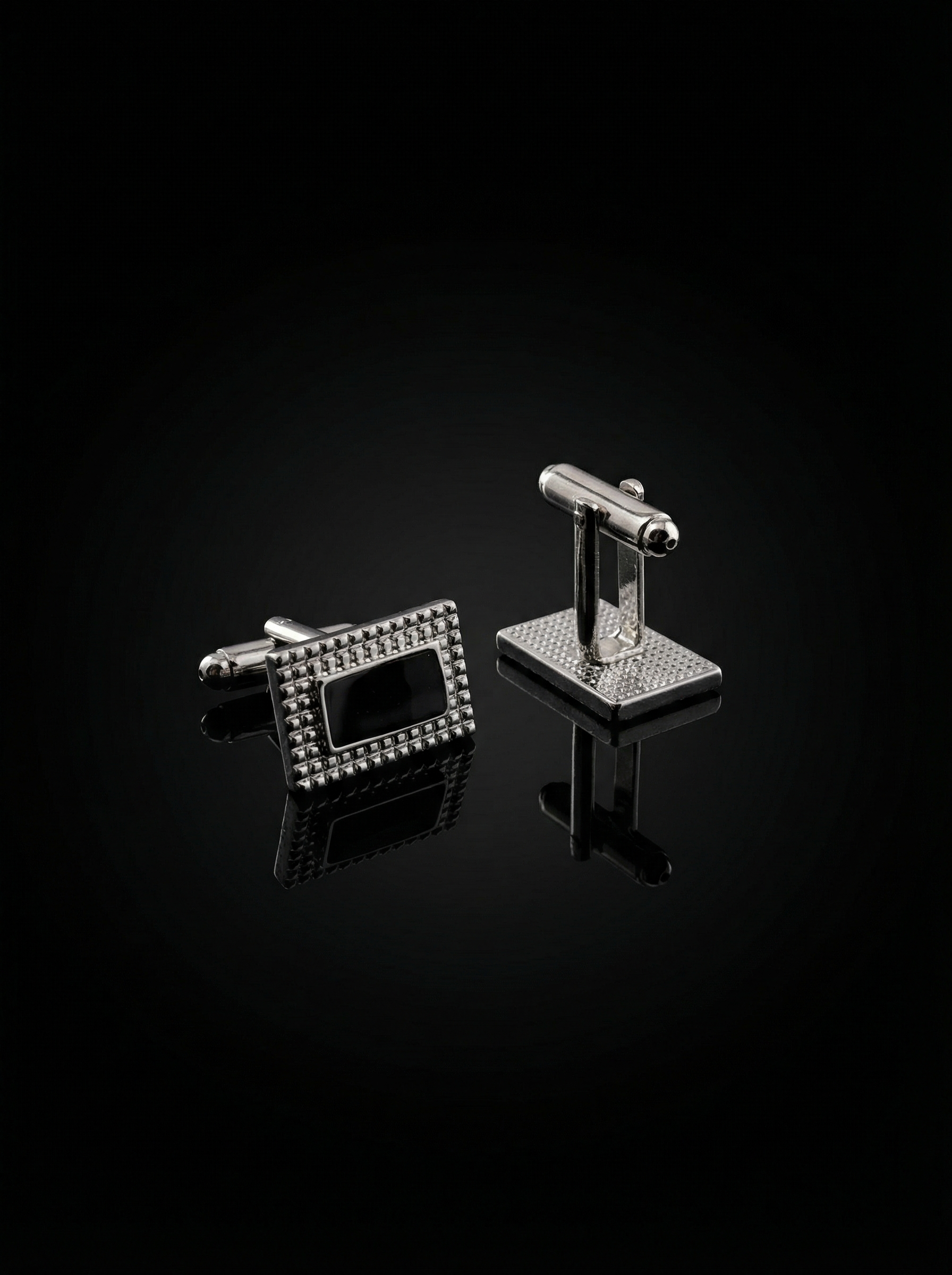 Textured Frame Black Cufflinks Tivaaro