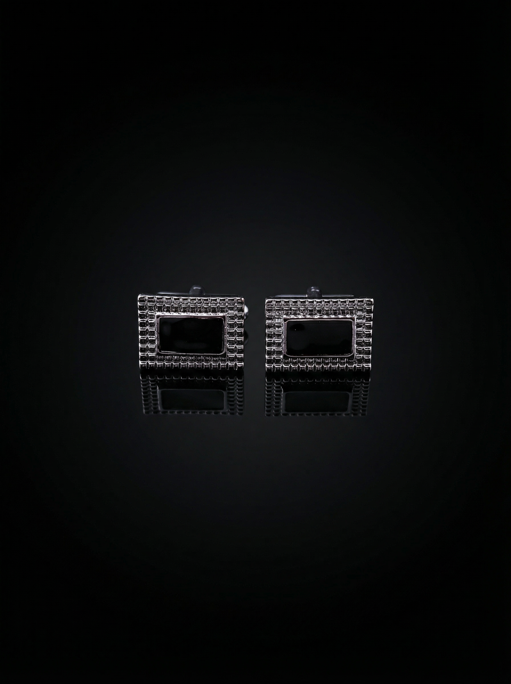 Textured Frame Black Cufflinks Tivaaro