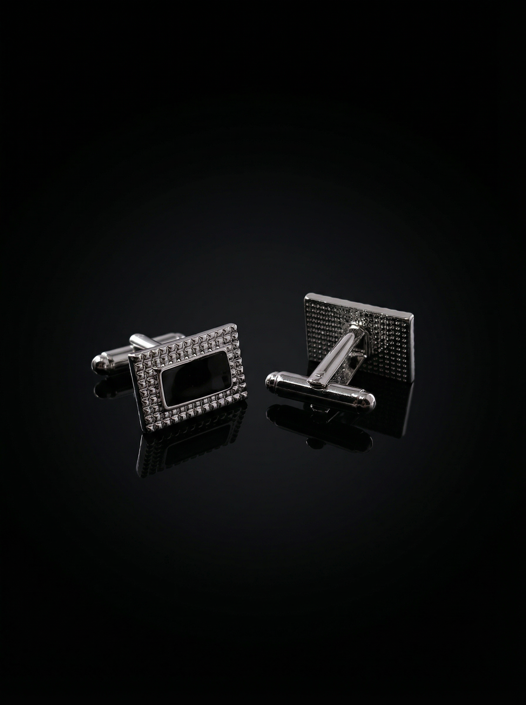 Textured Frame Black Cufflinks Tivaaro