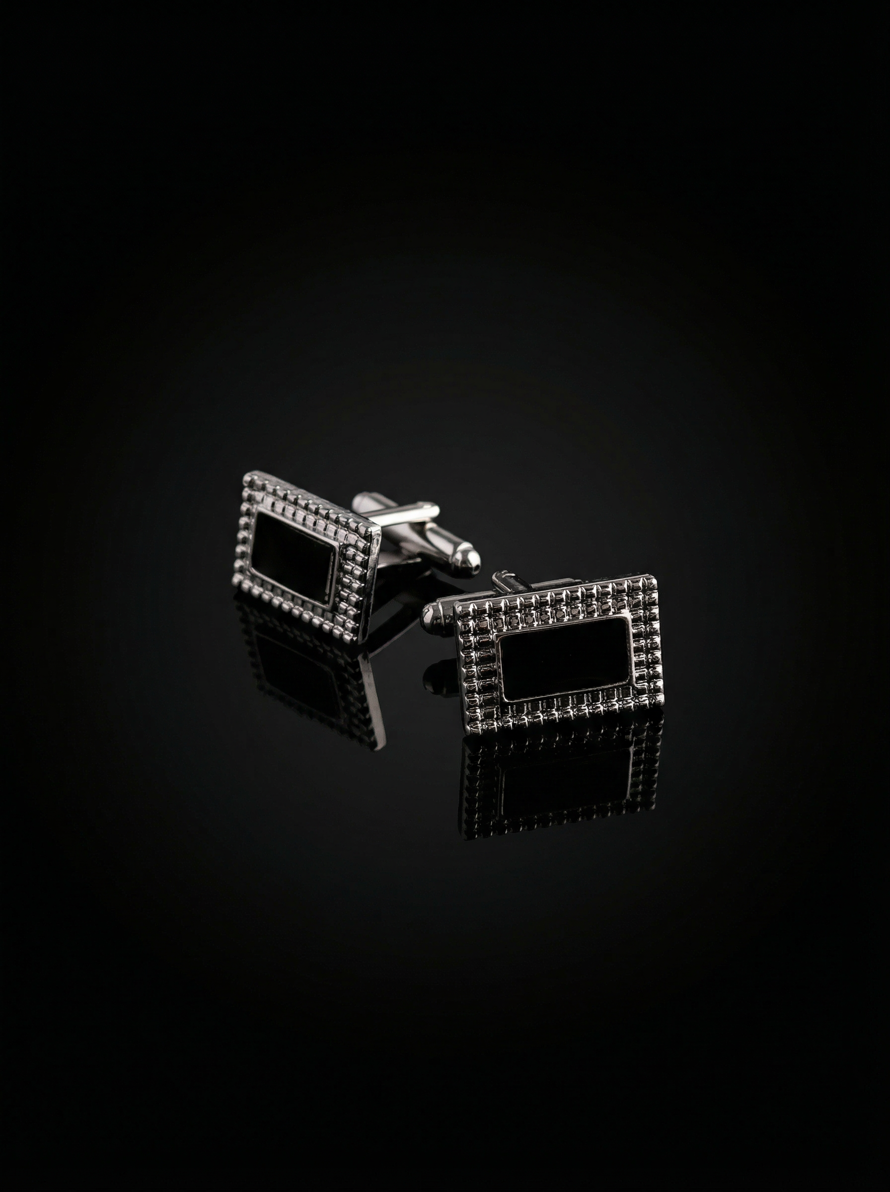 Textured Frame Black Cufflinks Tivaaro