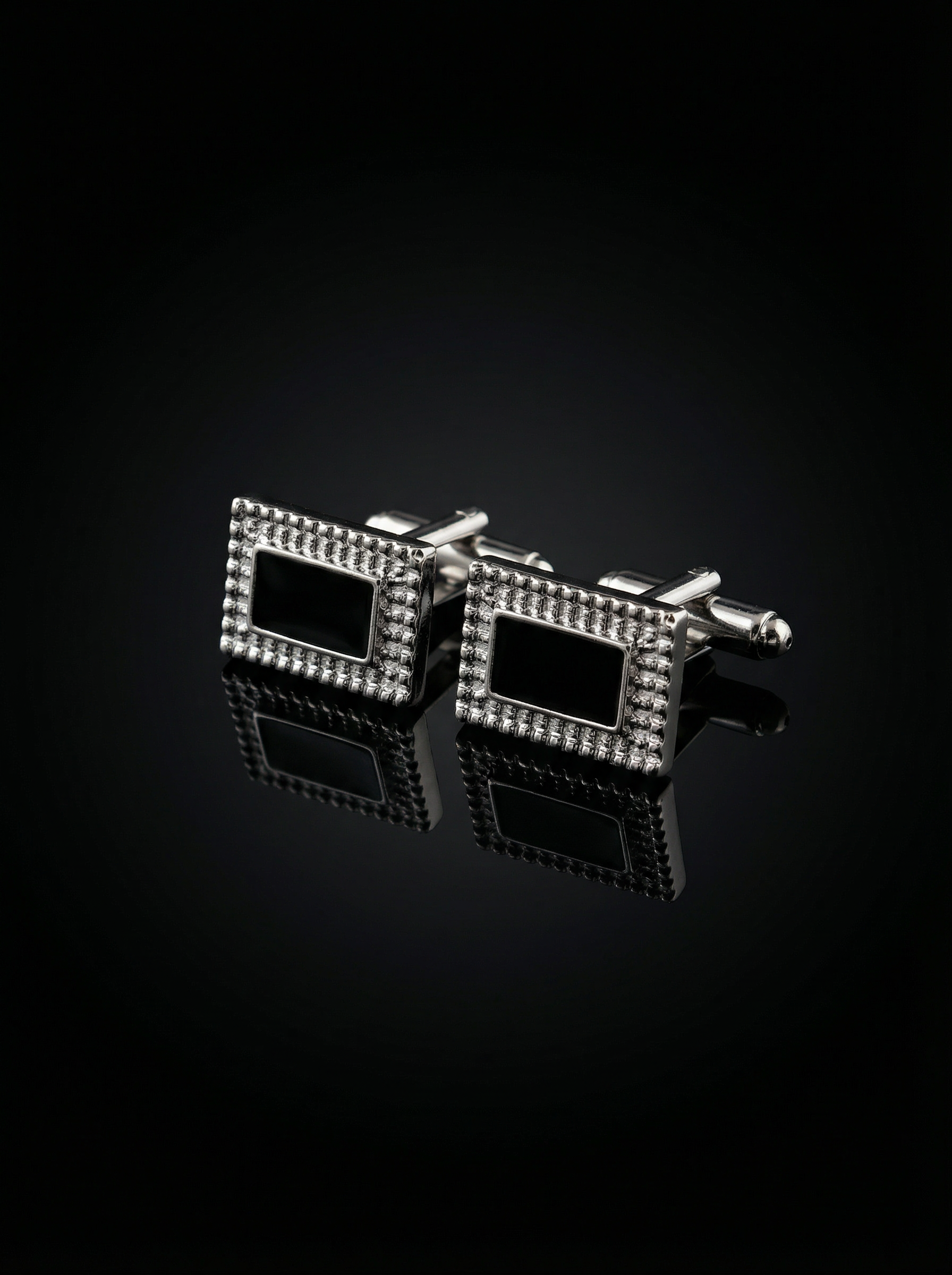 Textured Frame Black Cufflinks Tivaaro