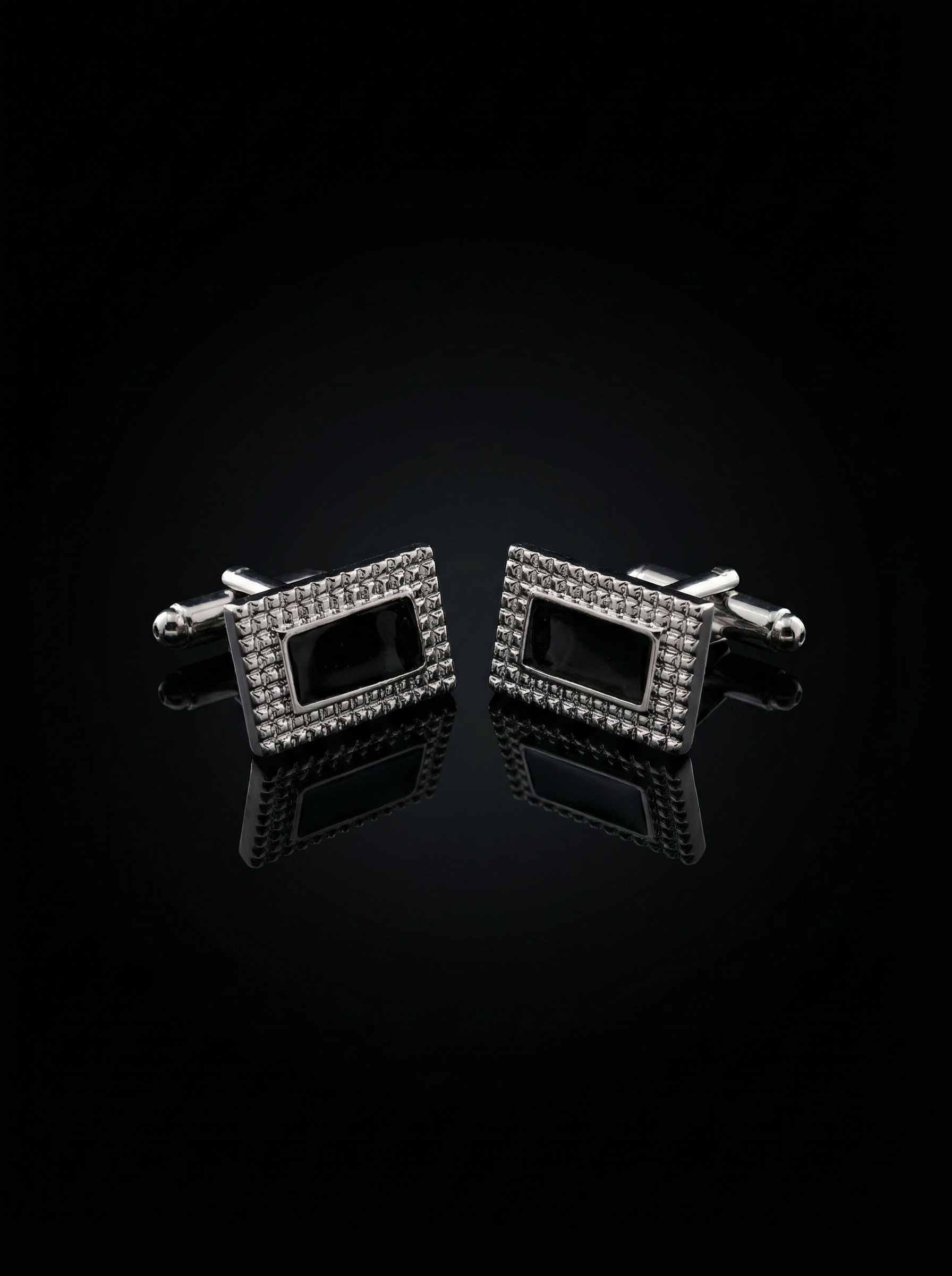 Textured Frame Black Cufflinks Tivaaro