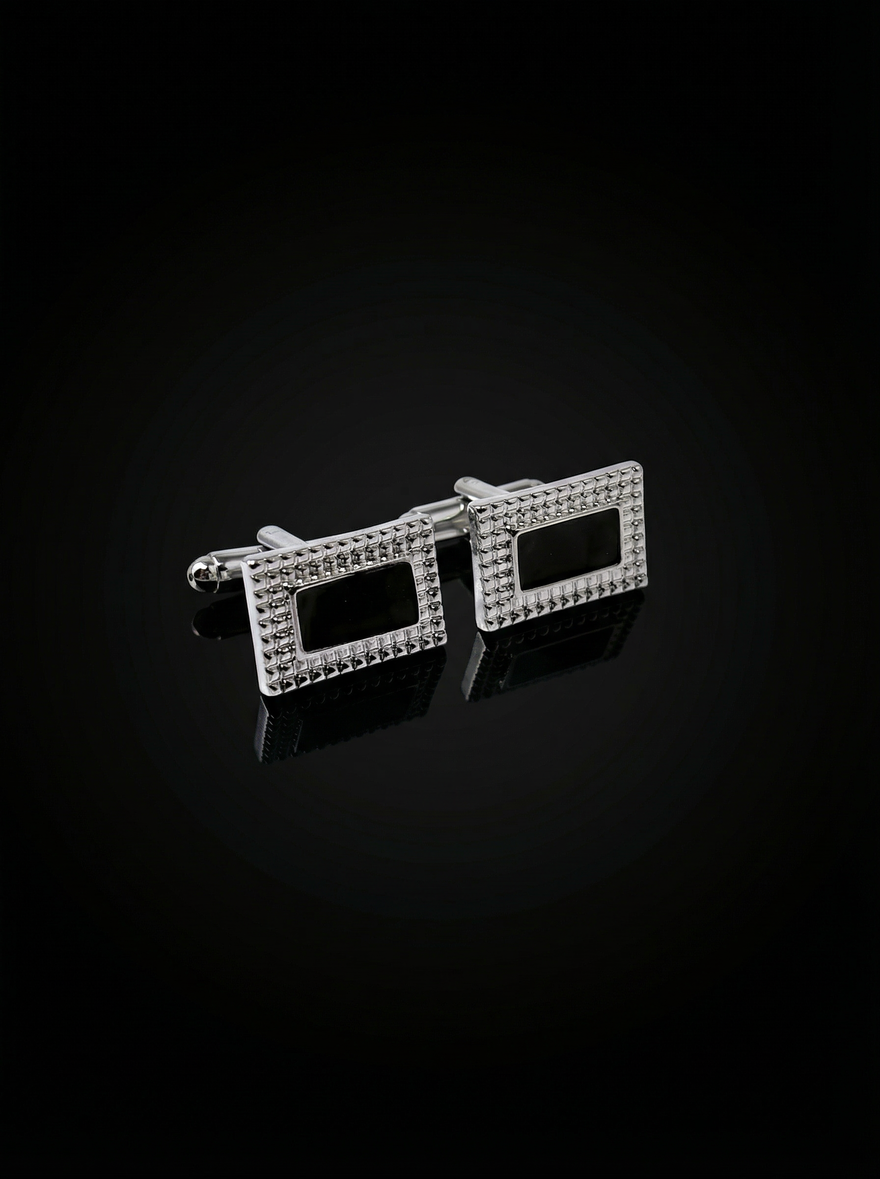 Textured Frame Black Cufflinks Tivaaro