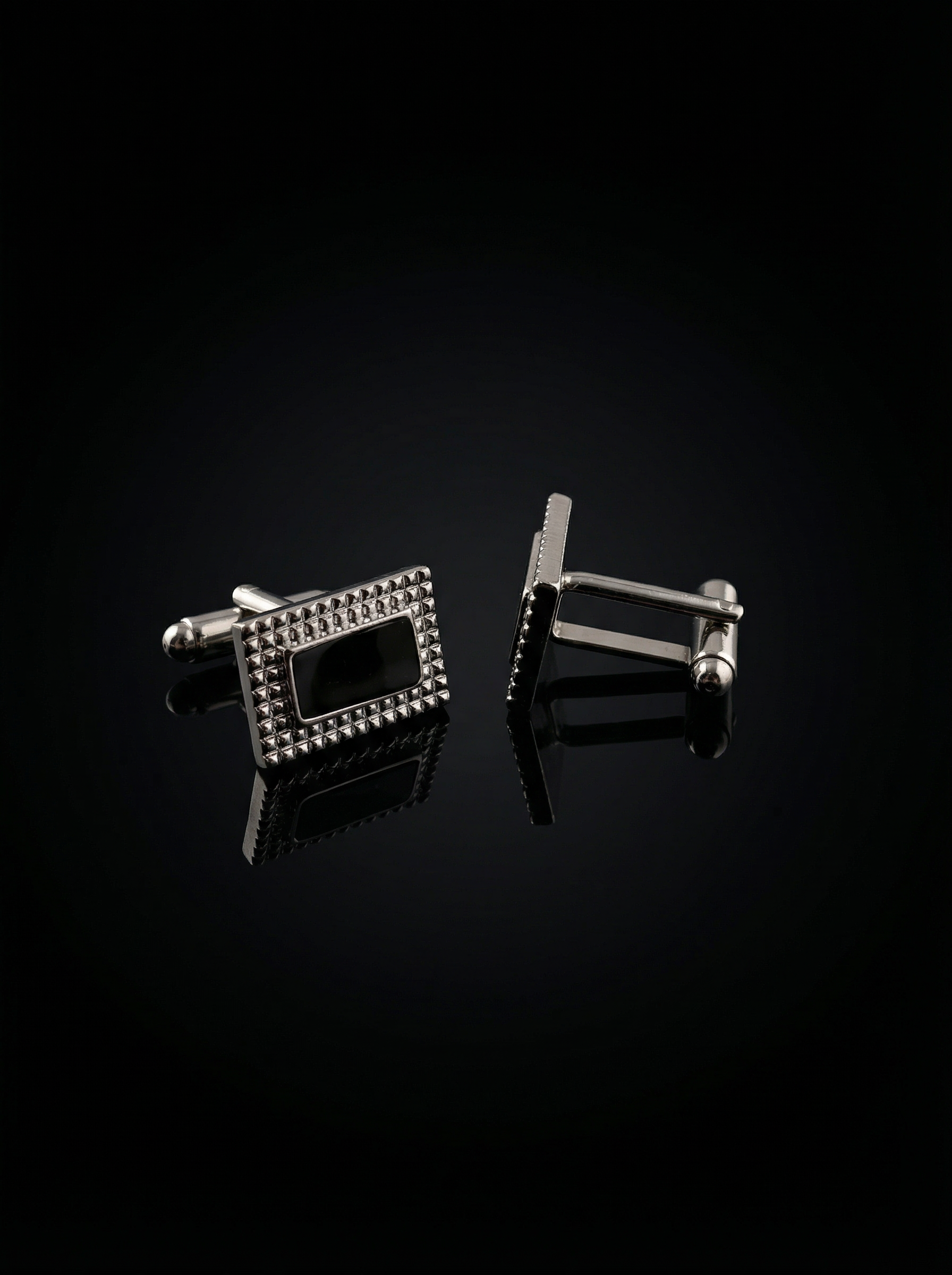 Textured Frame Black Cufflinks Tivaaro