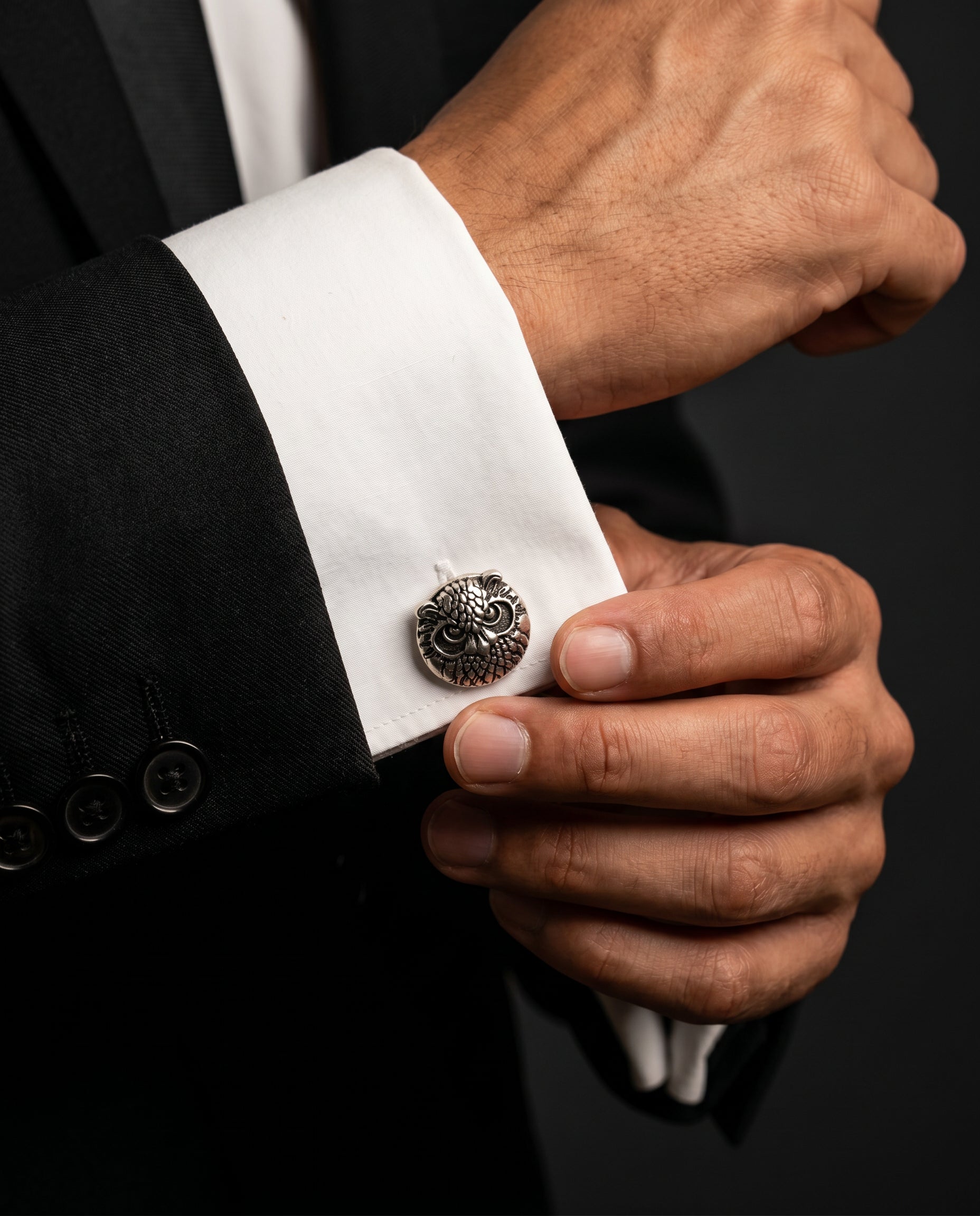Textured Owl Face Cufflinks