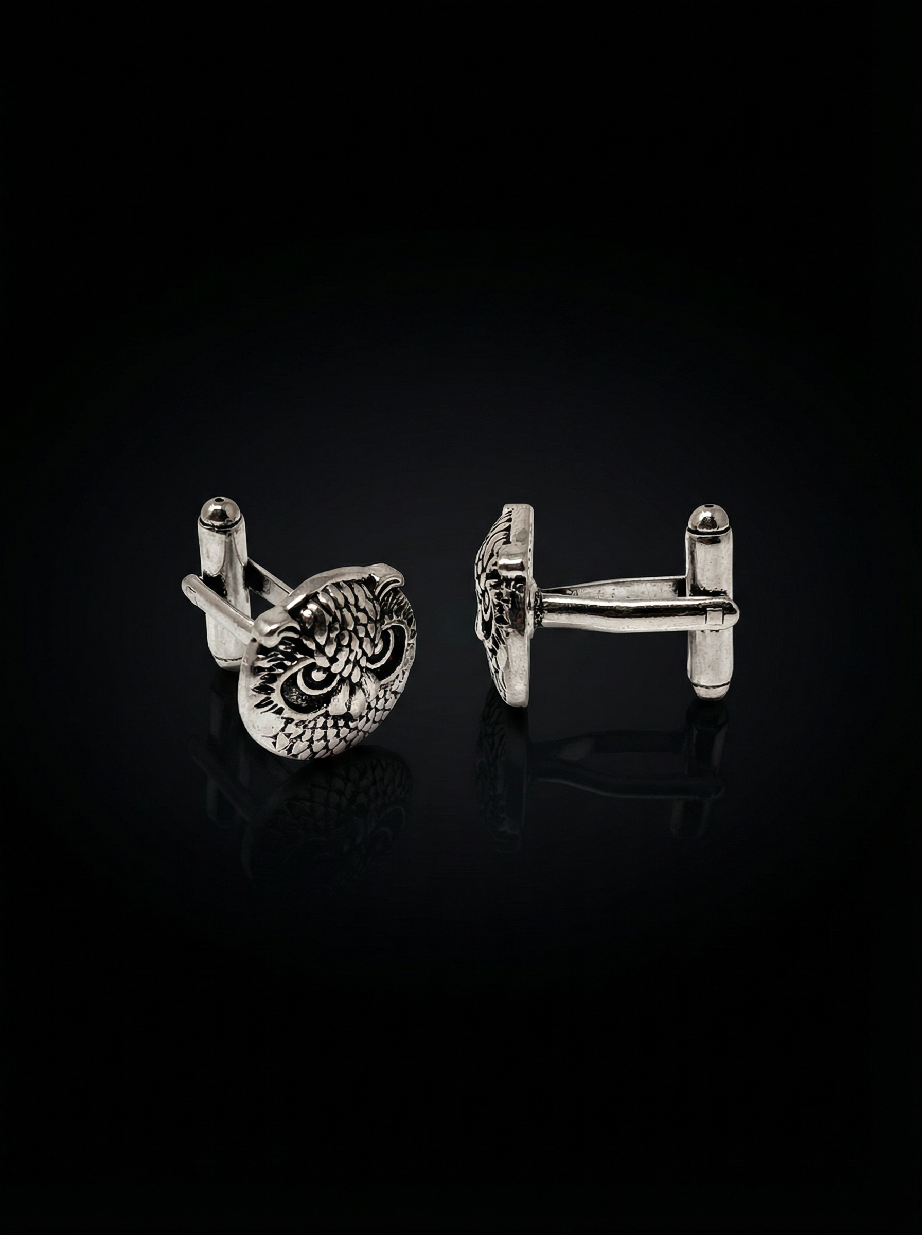 Textured Owl Face Cufflinks Tivaaro