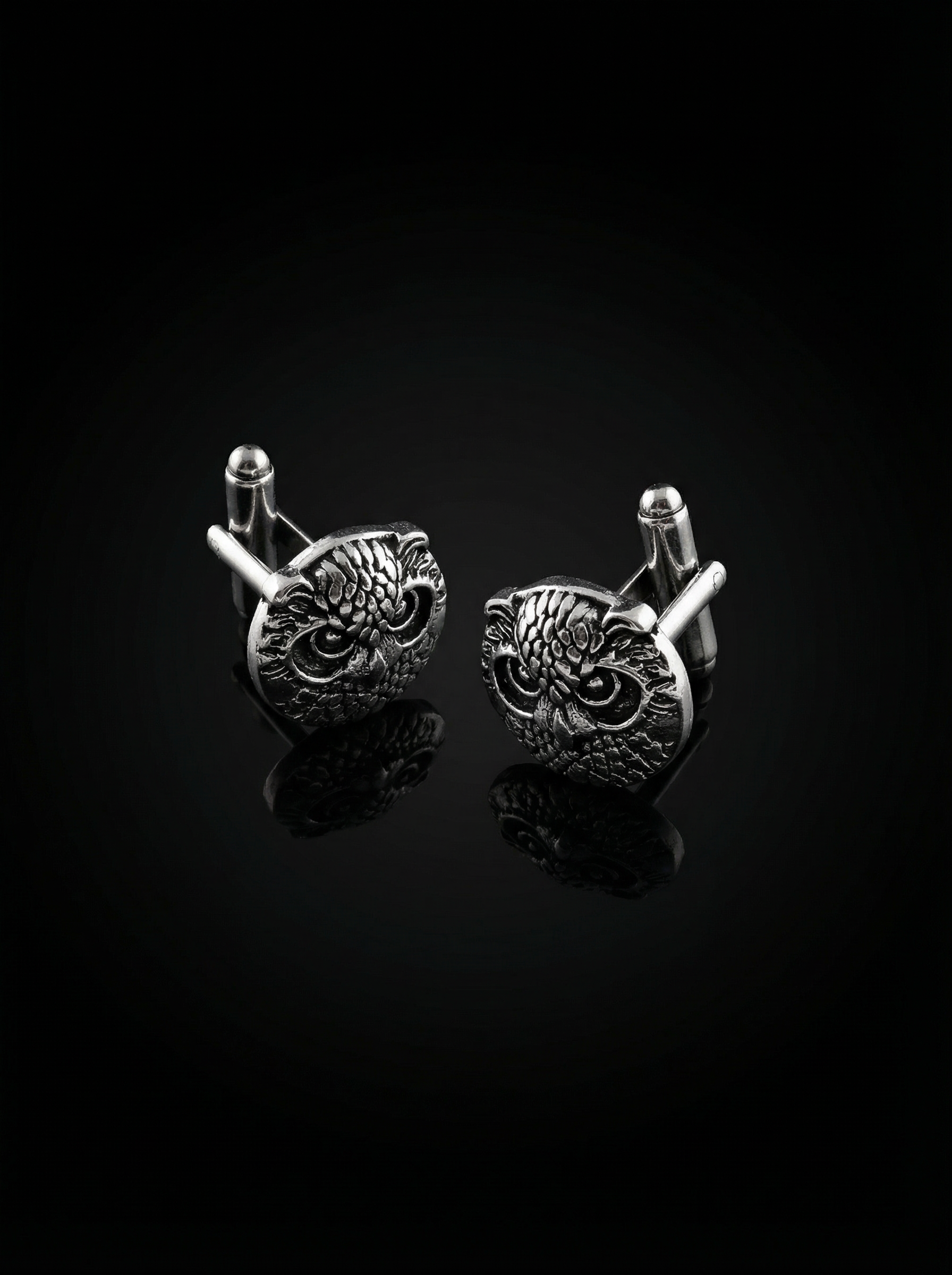 Textured Owl Face Cufflinks Tivaaro