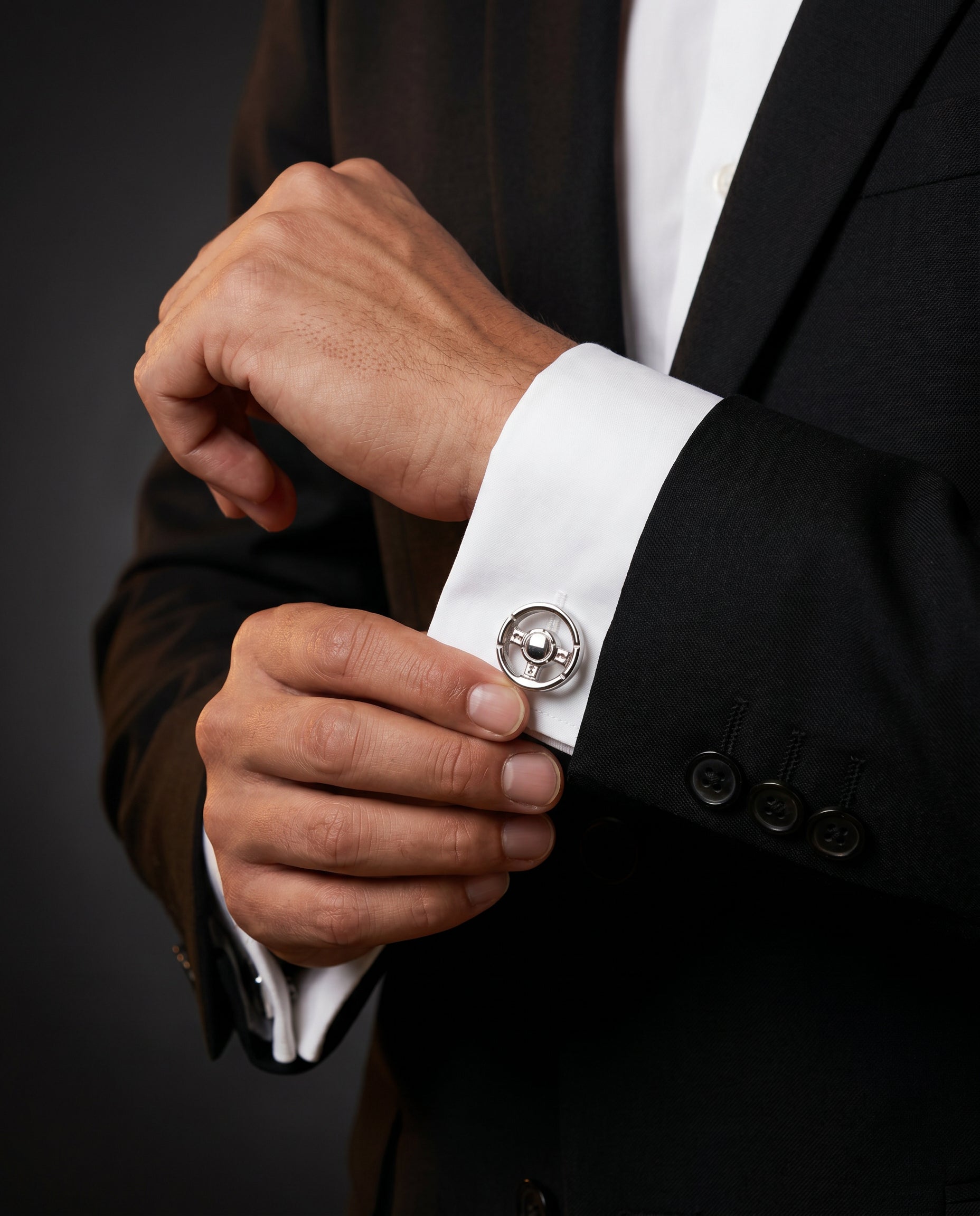 Three Spoke Steering Wheel Cufflinks by Tivaaro