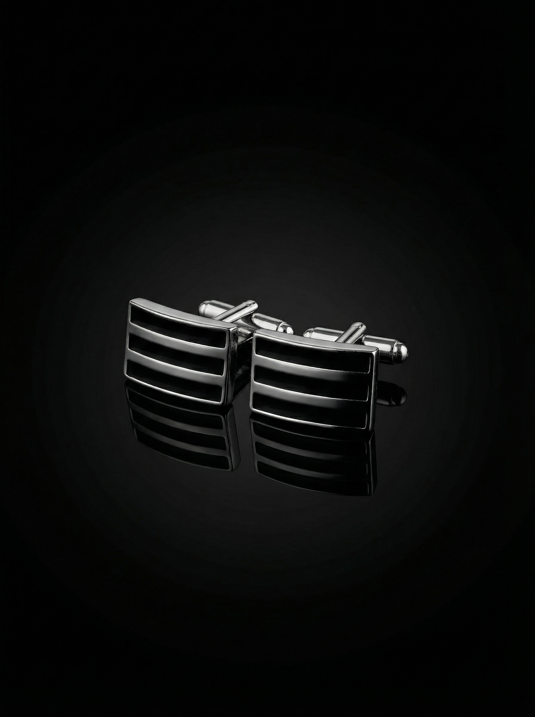 Tiered Black Bar Cufflinks Tivaaro