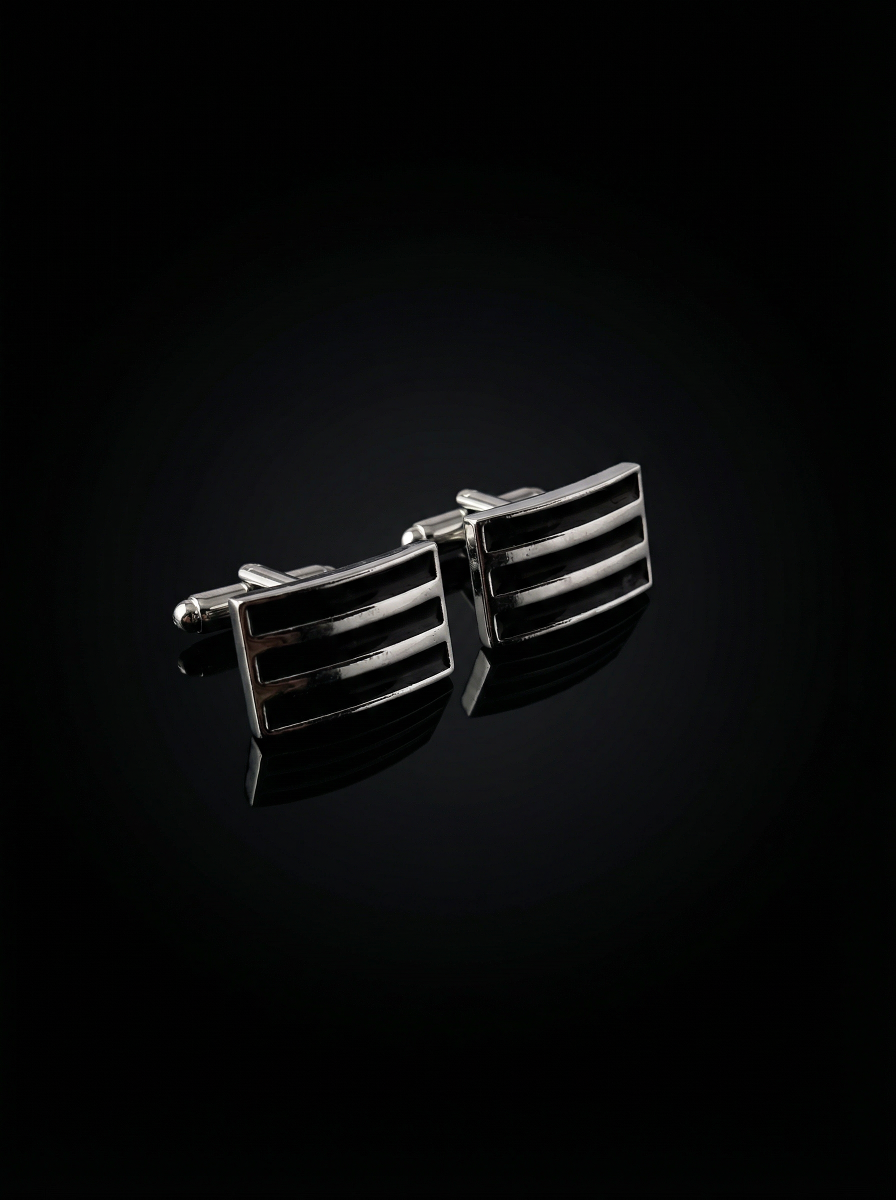 Tiered Black Bar Cufflinks Tivaaro